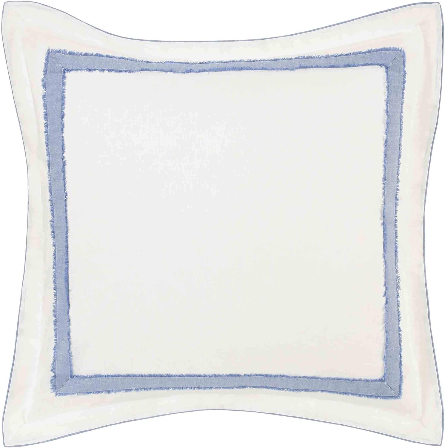 Laura Ashley – Euro Sham, Soft Faux Linen Ramie Cotton Decorative Pillow Cover with Border Detail, 26×26, Room Decor (Mila Blue)