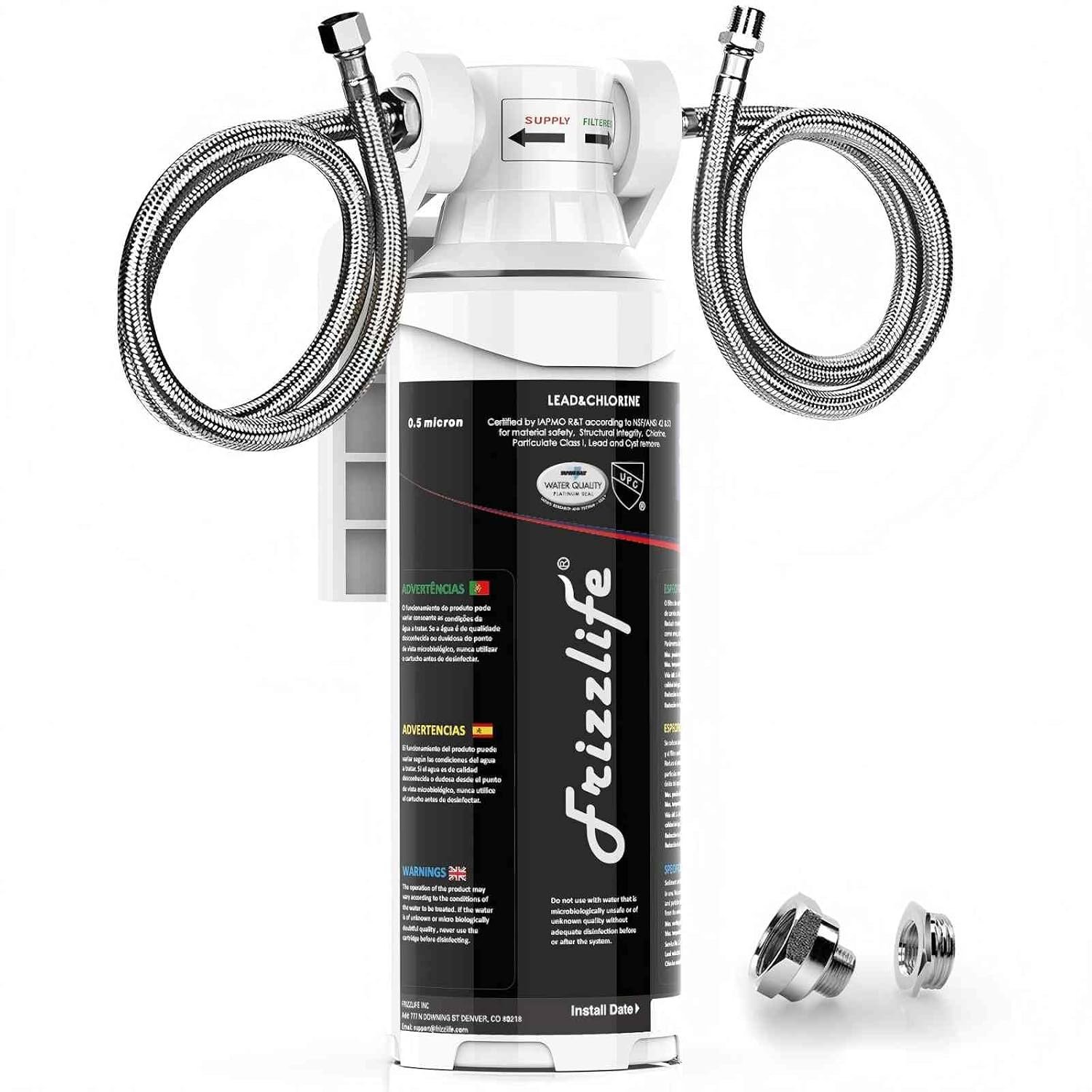 Frizzlife Under Sink Water Filter System-NSF/ANSI 53&42 Certified High Capacity Direct Connect Under Counter Drinking Water Filtration System-0.5 Micron Reduces Lead, Chlorine, Bad Taste & Odor
