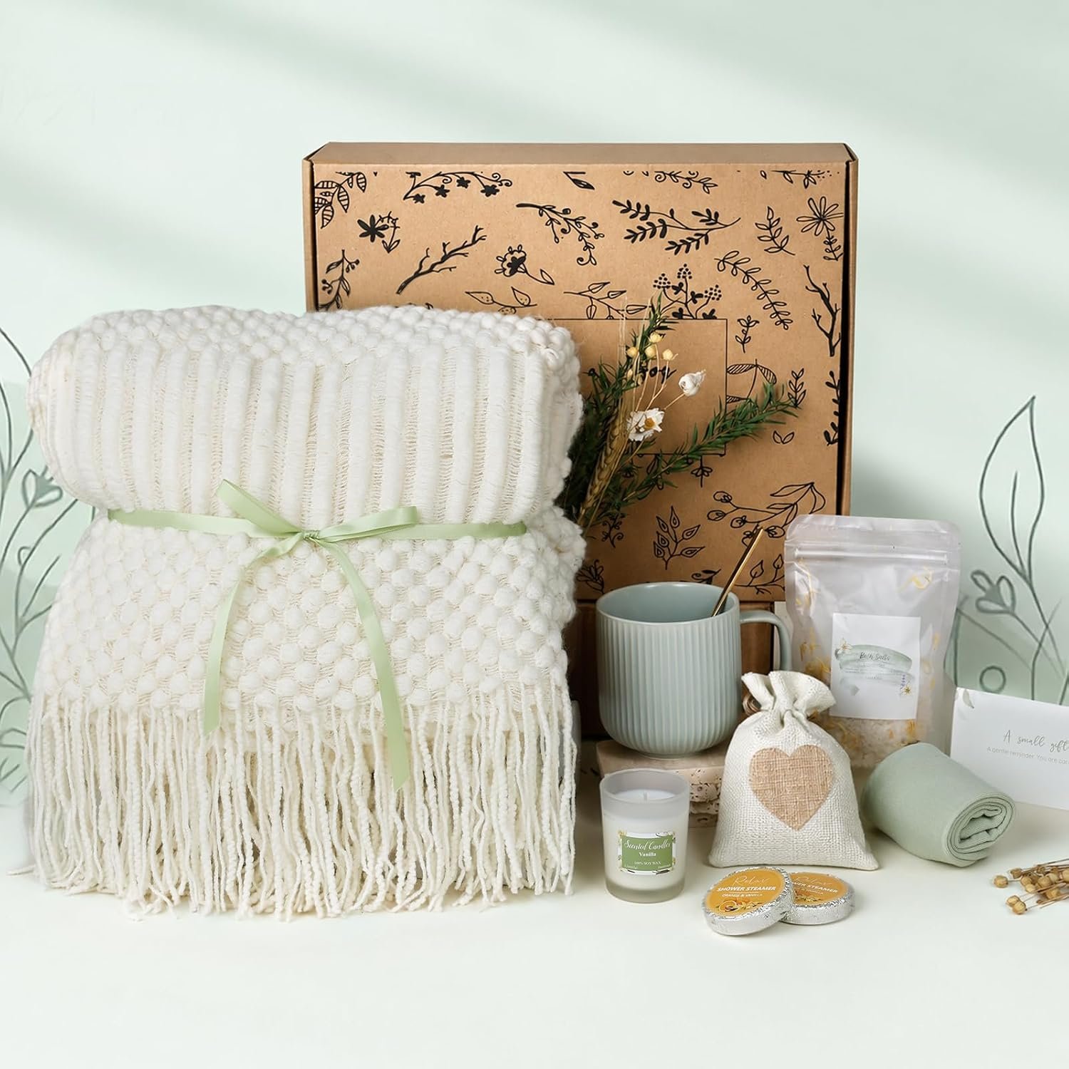 Get Well Soon Gift Basket- Relaxation, Birthday,Mothers Day /Self Care Package, After Surgery recovery, Sympathy Gift for Loss of Loved One, Thinking of You Gift Set, Grief/Miscarriage Gift for Women