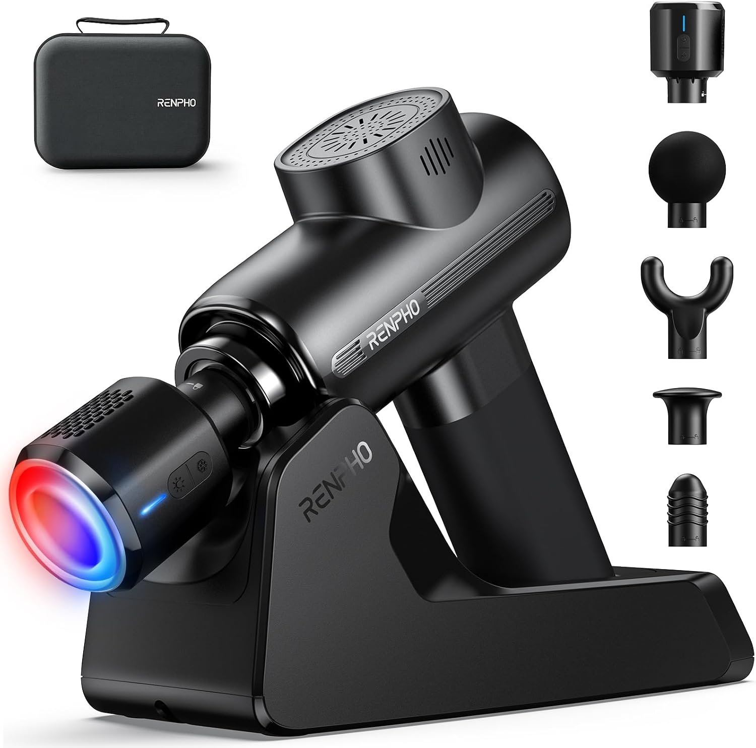 RENPHO Active Thermacool Deluxe Massage Gun Deep Tissue with Charging Stand, Gifts for Men Women Handheld Back Massager with Heat and Cold, Percussion Body Muscle Masajeador for Athletes Pain Relief