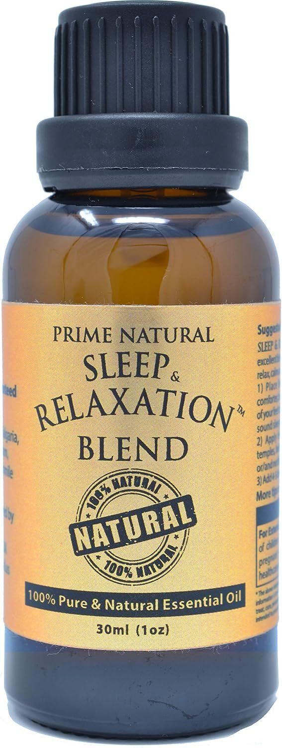 PRIME NATURAL Sleep & Relaxation Essential Oil Blend 30ml/1oz – by Prime Natural – Made in USA – Pure Undiluted Therapeutic Grade – Aromatherapy Scents & Diffuser – Grounding, Calming, Peace