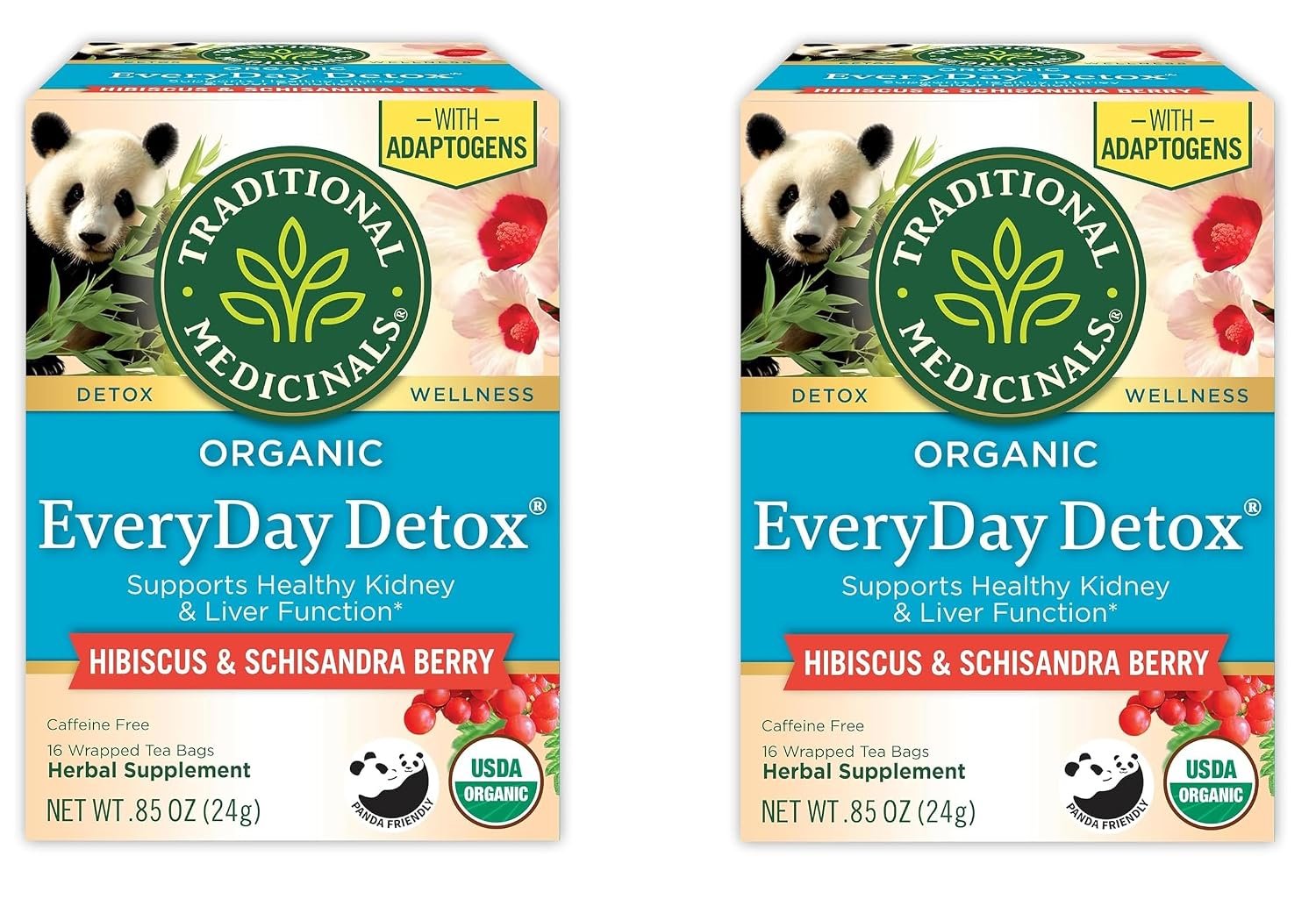 Traditional Medicinals Tea, Organic Everyday Detox Schisandra Berry, Supports Healthy Liver Function, Detox, 16 Tea Bags (Pack of 2)