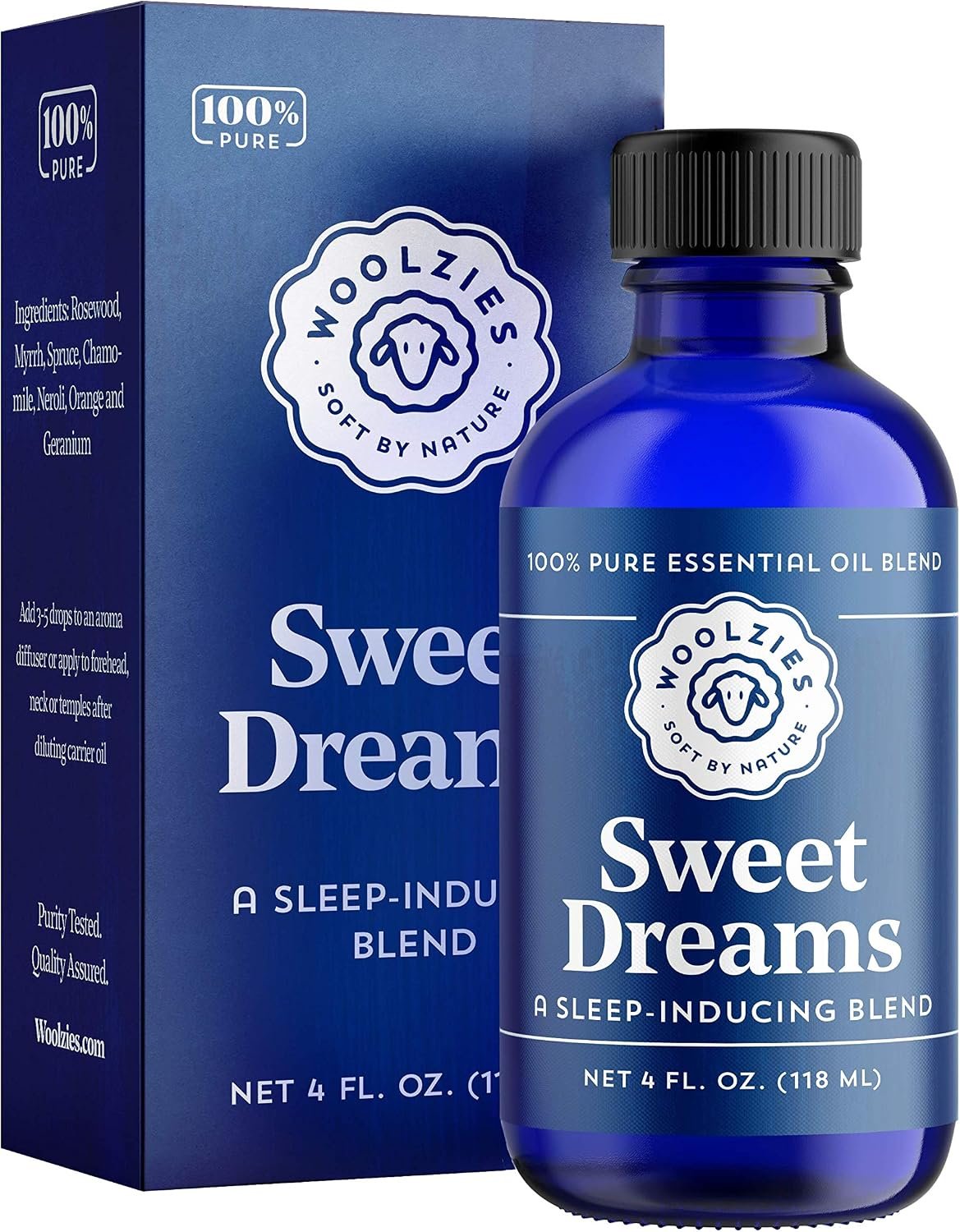 Woolzies Sweet Dreams Essential Oil Blend | Helps Sleep Better Faster Restful | Undiluted Therapeutic Grade (Sweet Dreams, 4 Oz)