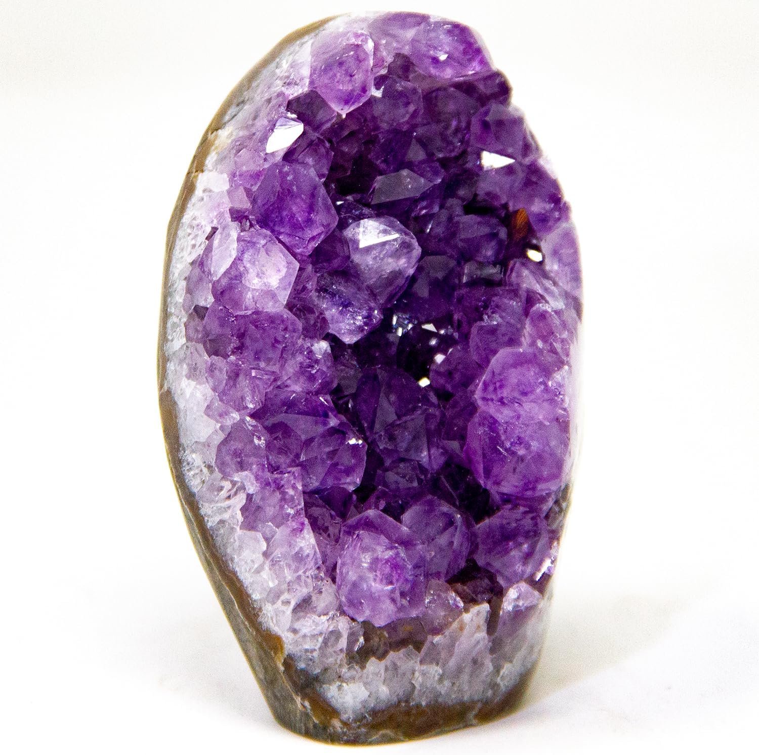 Natural Amethyst Cluster with Polished Edges .5 lb. to .75lbs Real Raw Geode Healing Crystal Rock from Uruguay, Deep Purple Decor and a FREE Velvet Pouch of Rose Quartz