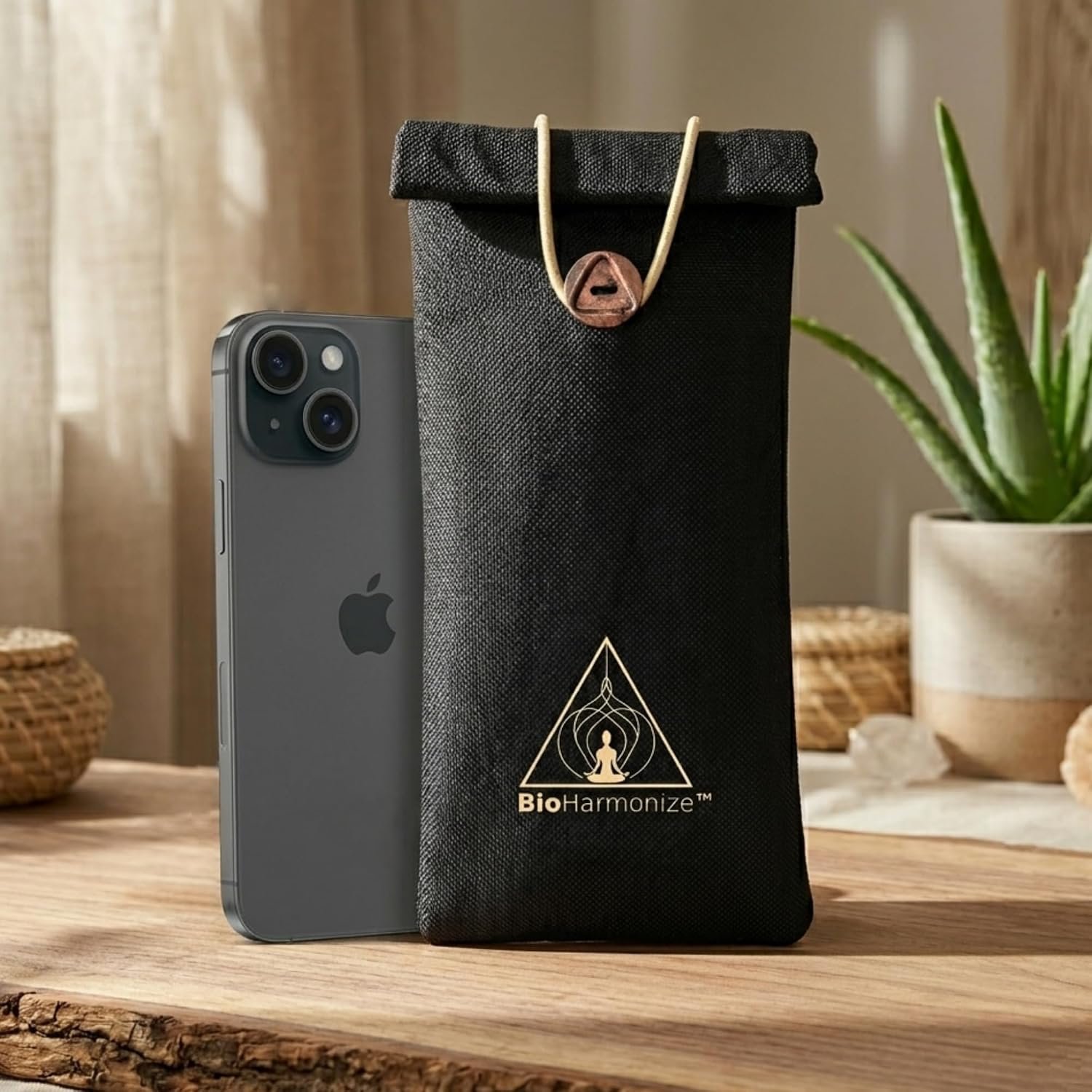 BioHarmonize EMF Protection Phone Sleeve – Full Privacy, Signal & RFID Blocking, Double Shielding Faraday Fabric, Quantum Harmonization Tech