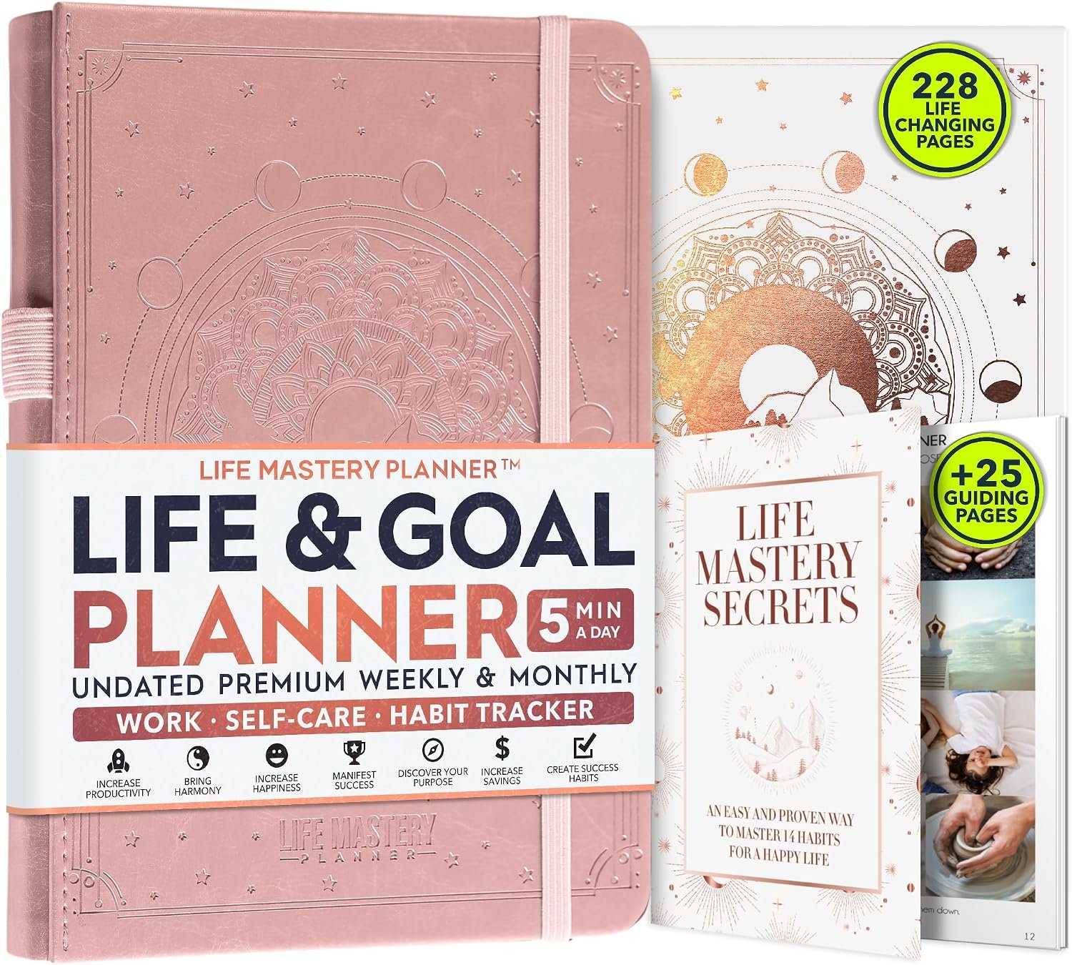Life Mastery Planner – A 12 Month Journey to Crush Your Goals, Increase Productivity, Passion, Success & Happiness – Weekly & Monthly Life Planner, Habit-Tracker, Gratitude Journal & Organizer, A5