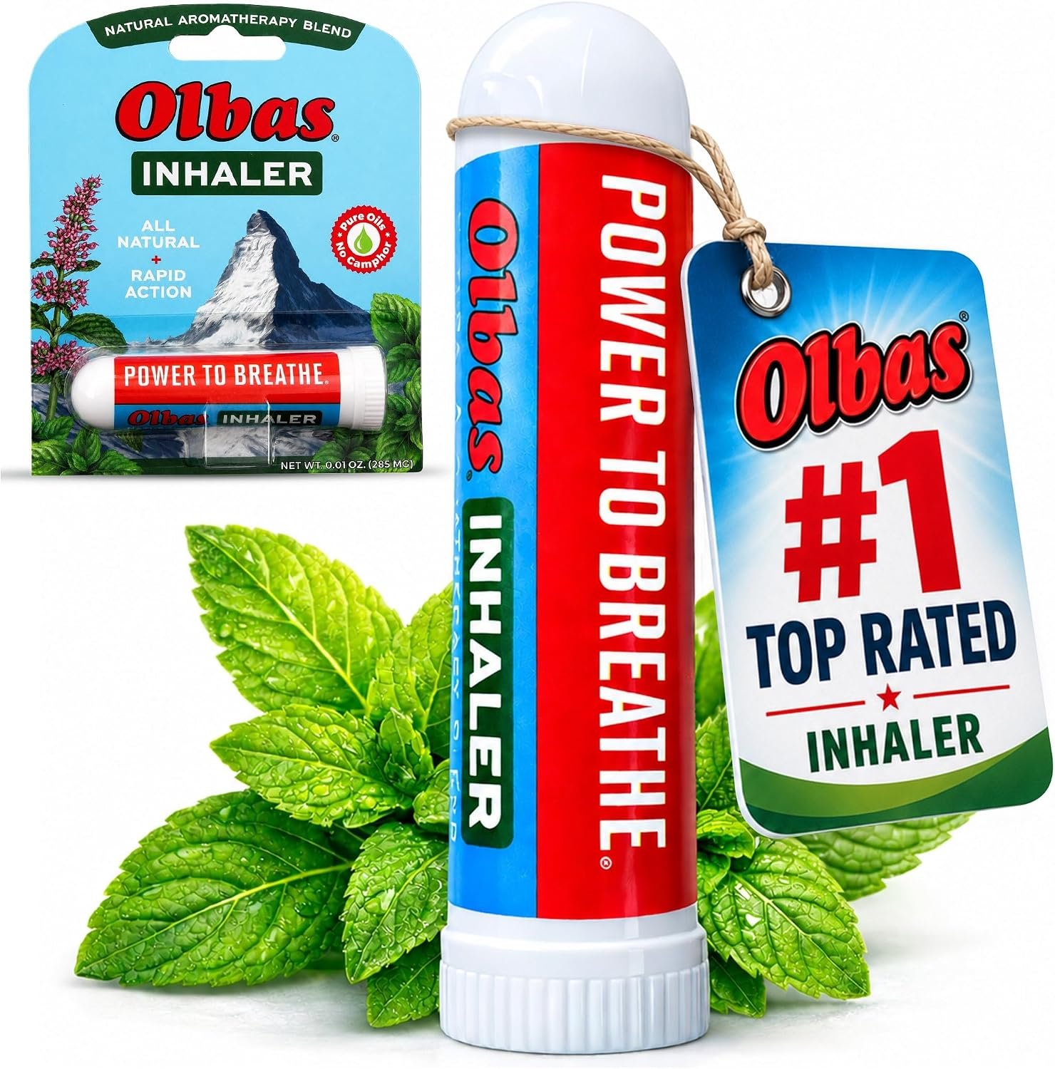 Olbas Inhaler Aromatherapy, Essential Oil Inhaler with Natural Oils, 1 Pack 285 mg, Pocket Sized Nasal Inhaler Stick for Clear Breathing and Sinus Relief