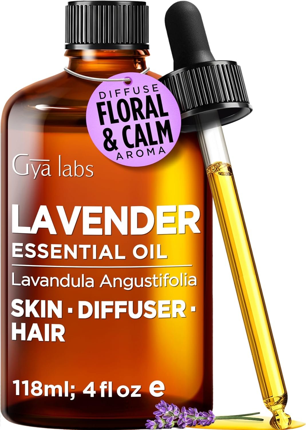 100% Pure Lavender Essential Oil – 4 Fl Oz – Lavender Oil for Hair, Skin, Diffuser, Aromatherapy & DIY Candle Making Scent