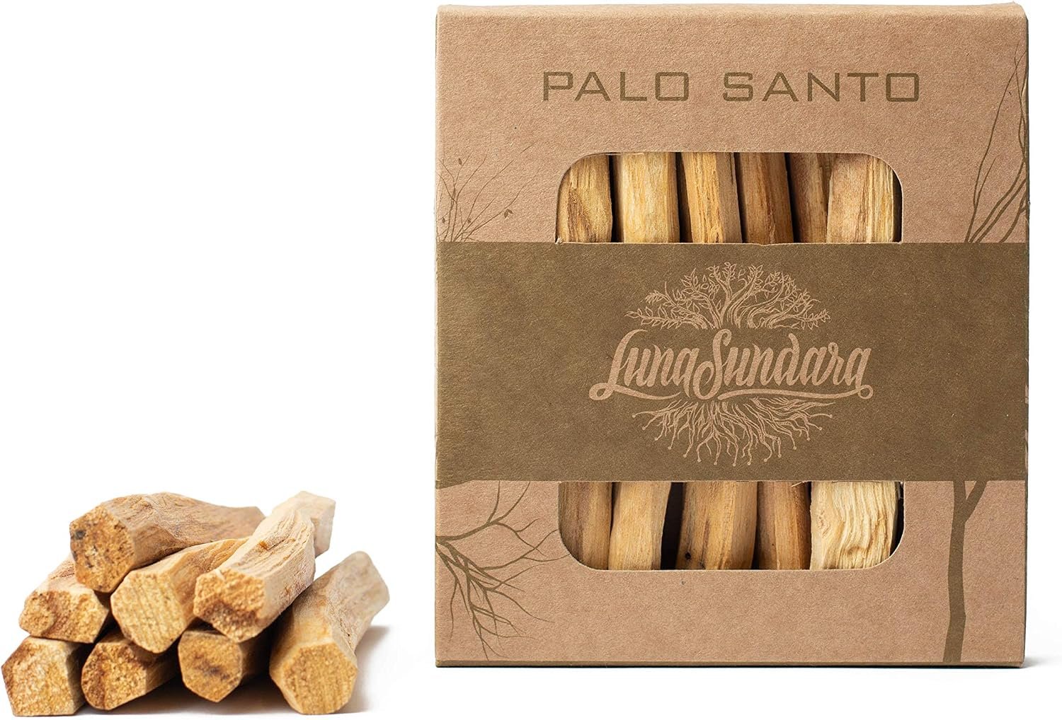 Luna Sundara Palo Santo Smudging Sticks, 8 Wild Harvested Sticks | Wild-harvested Bursera graveolens from Ecuador. Includes 8 aromatic palo santo sticks.
