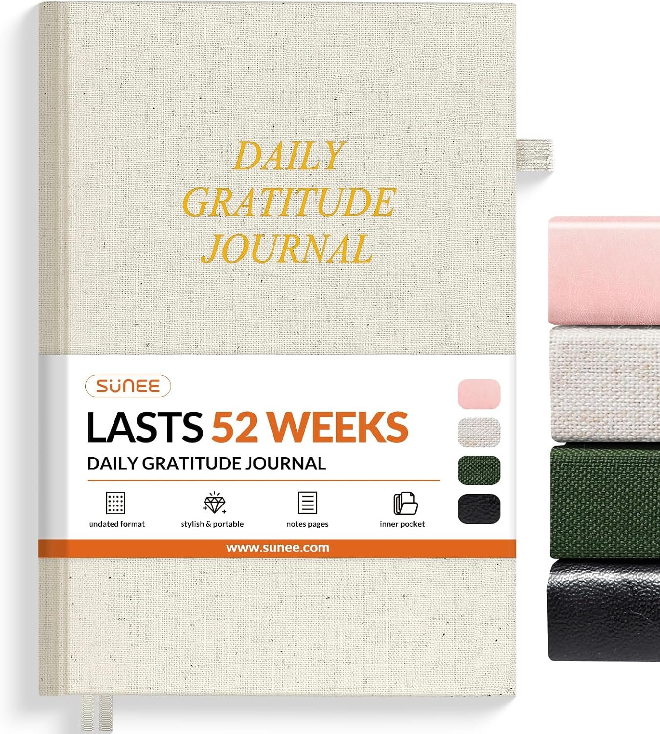 SUNEE Daily Gratitude Journal – Your 5-Minute Daily Ritual for Reflection, Build Positivity and Mindfulness, Undated Minimalist Planner for Women & Men