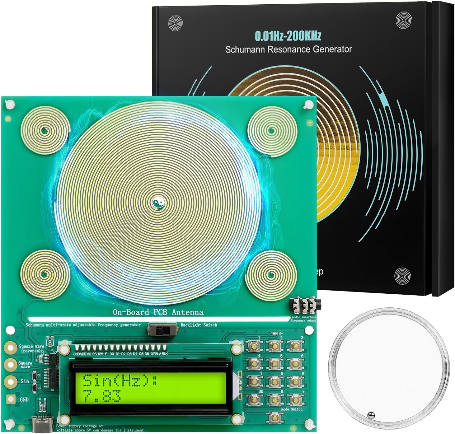 Frequency Generator for Healing | Adjustable Schumann Resonance Generator – 7.83Hz Natural Frequency Device for Deep Sleep, Meditation, Yoga | USB Type-C Powered | 0.01Hz–200KHz Sound Therapy Tool