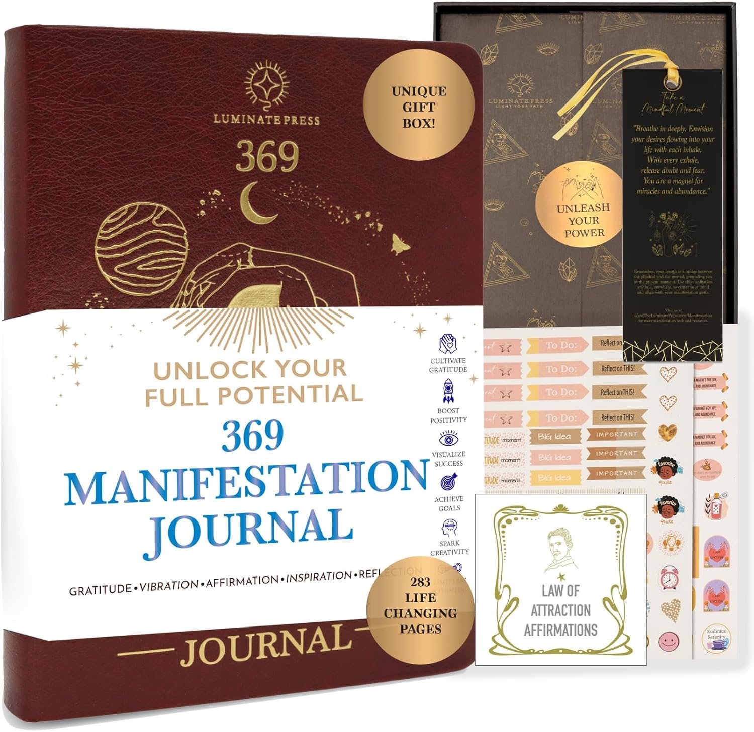The Ultimate 369 Manifestation Journal – Transformative Law of Attraction Book to Unlock Your Limitless Potential – Presented in Luxurious Gift-Ready Packaging