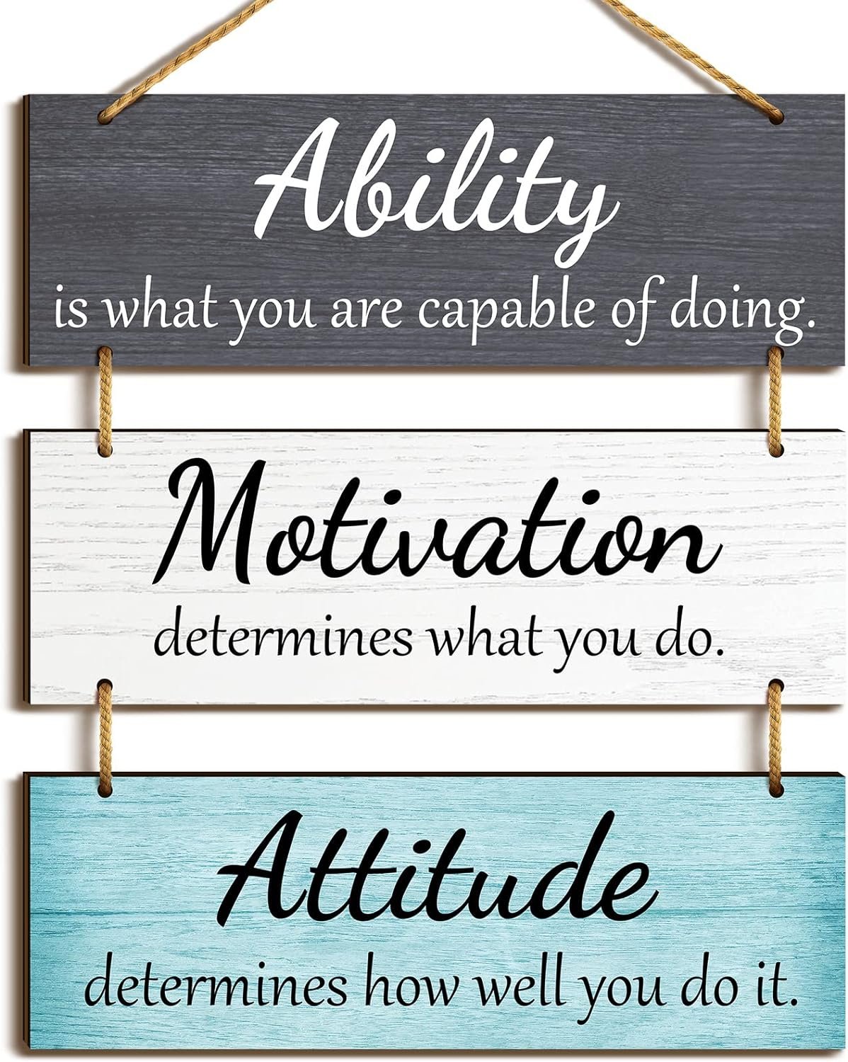 Jetec Office Wall Decor Sign Inspirational Motivational Plaques with Sayings Rustic Wooden Hangings Ability Sign for Coworker Holiday Gift Office Home Artwork Decoration(Fresh Color)
