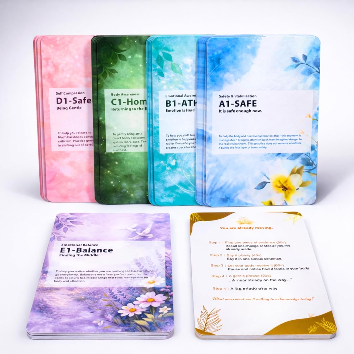 84 Mindfulness and Grounding Cards for Emotional Reset, Guided Self Care Deck with Purpose and Practice for Adults and Teens, Thoughtful Gift (Healing)