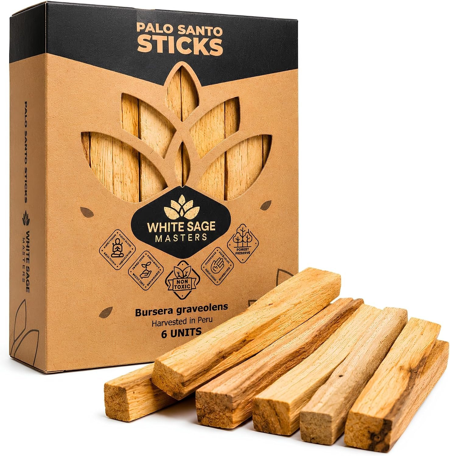 Authentic Palo Santo Sticks from Peru – High Resin Sticks (6 Sacred Sticks) | High Resin Smudge Sticks – Wild-Harvested & Spirit-Certified for Energy Cleansing, Meditation & Sacred Rituals