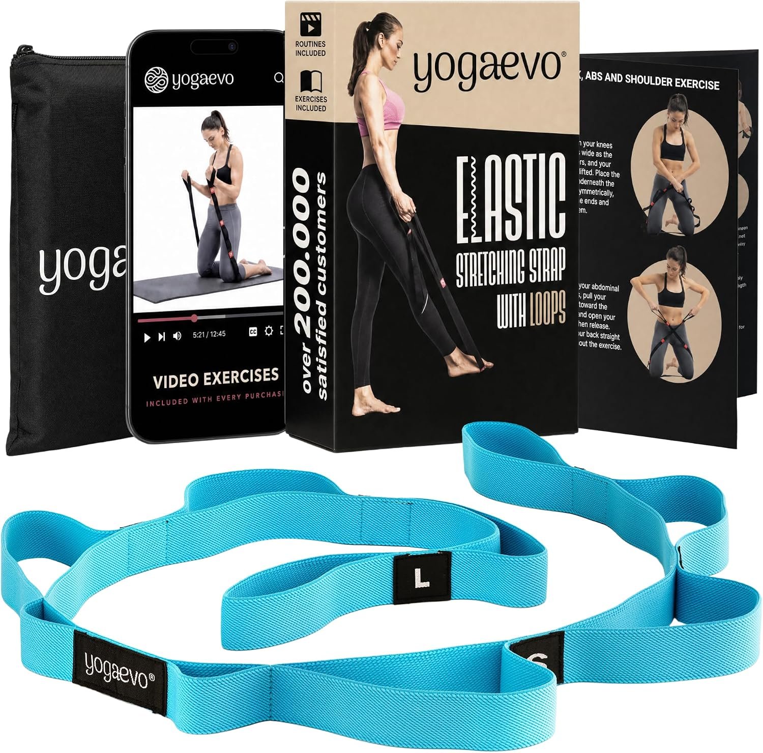 YogaEVO Elastic Stretching Strap with Loops for Physical Therapy