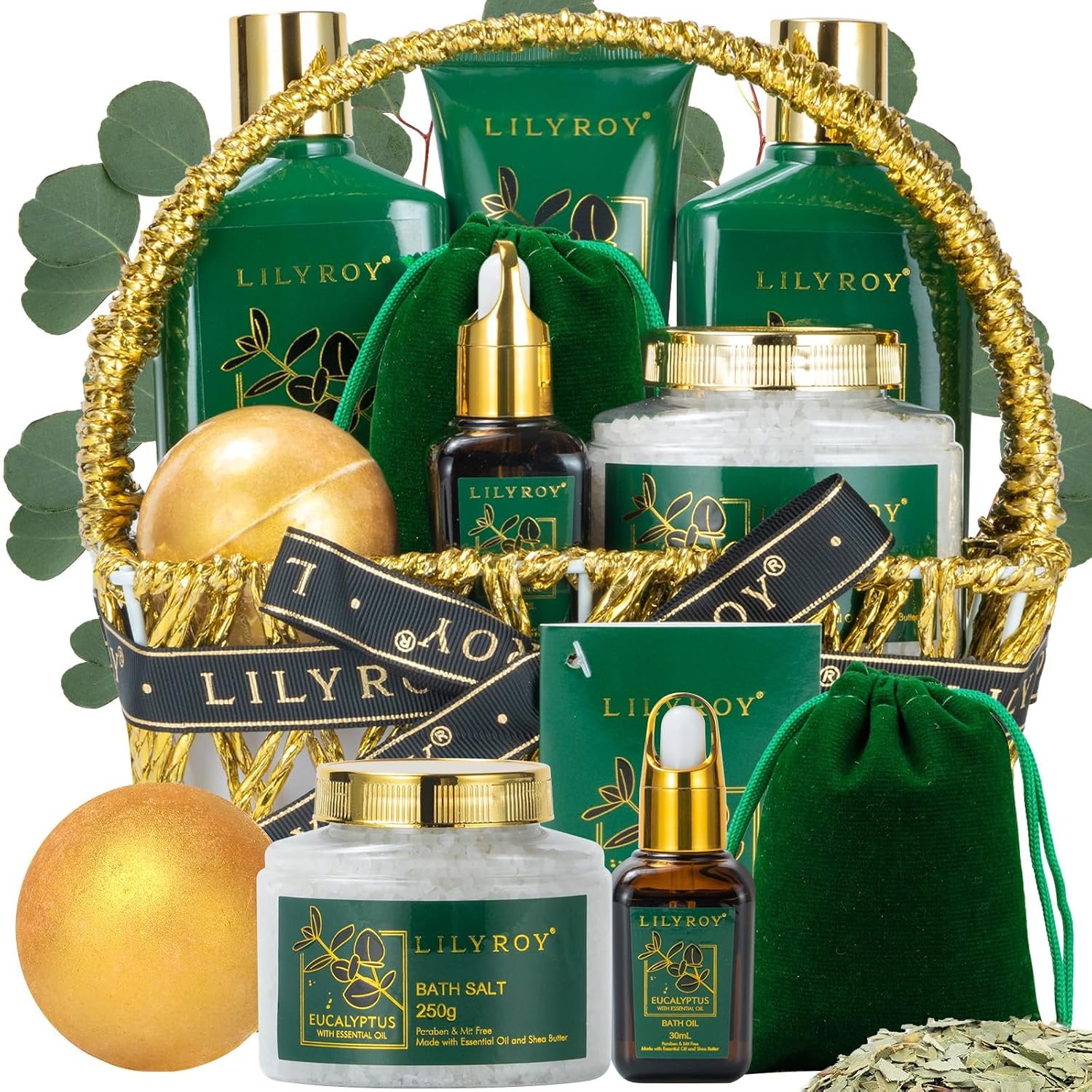 Eucalyptus Spa Bath Gifts Set, 9Pcs Premium Spa Gift Basket for Women & Men