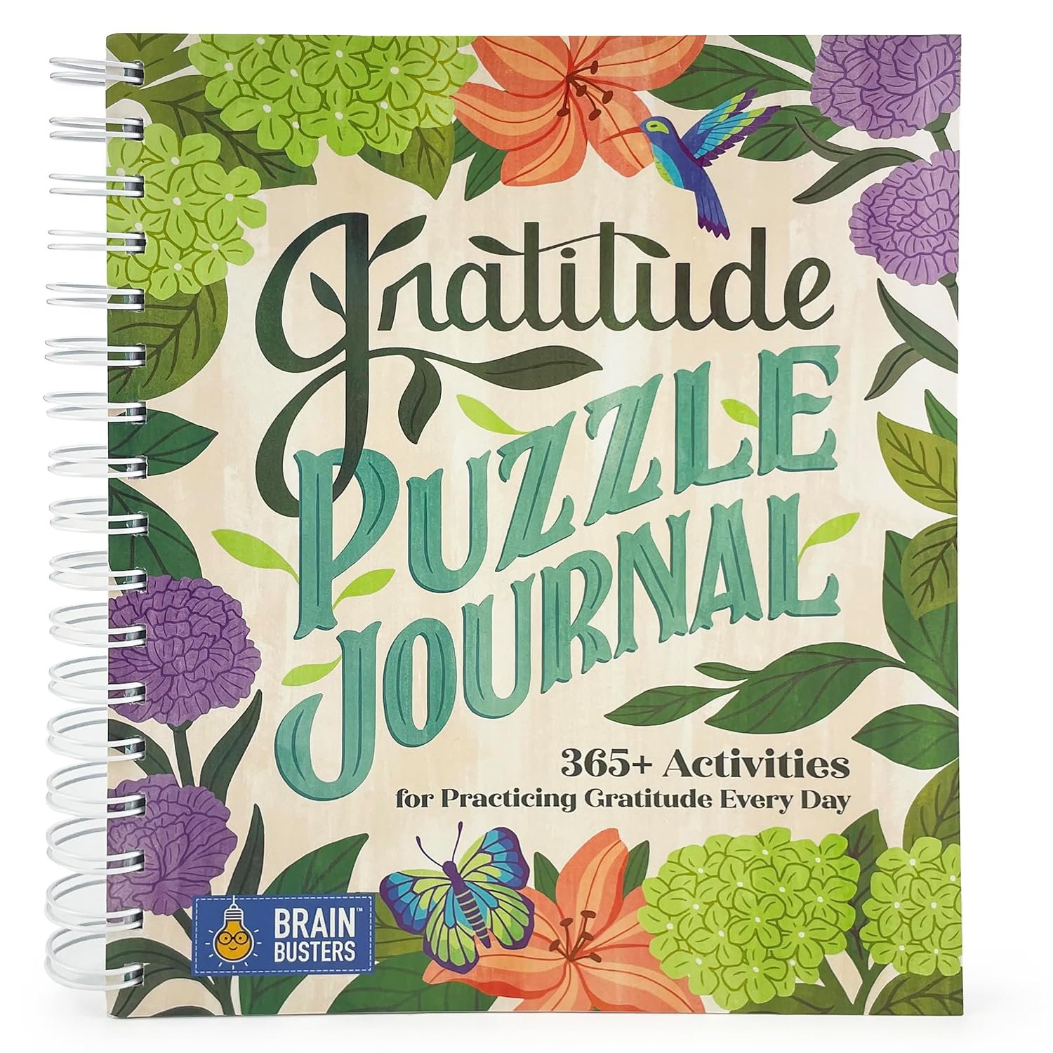 Gratitude Puzzle Book and Journal: 365+ Puzzles and Activities for a Grateful Heart and Mind (Journaling & Reflection, Puzzles, Word Searches & More); Spiral Bound / Lay Flat Design (Part of the Brain Busters Puzzle Collection)