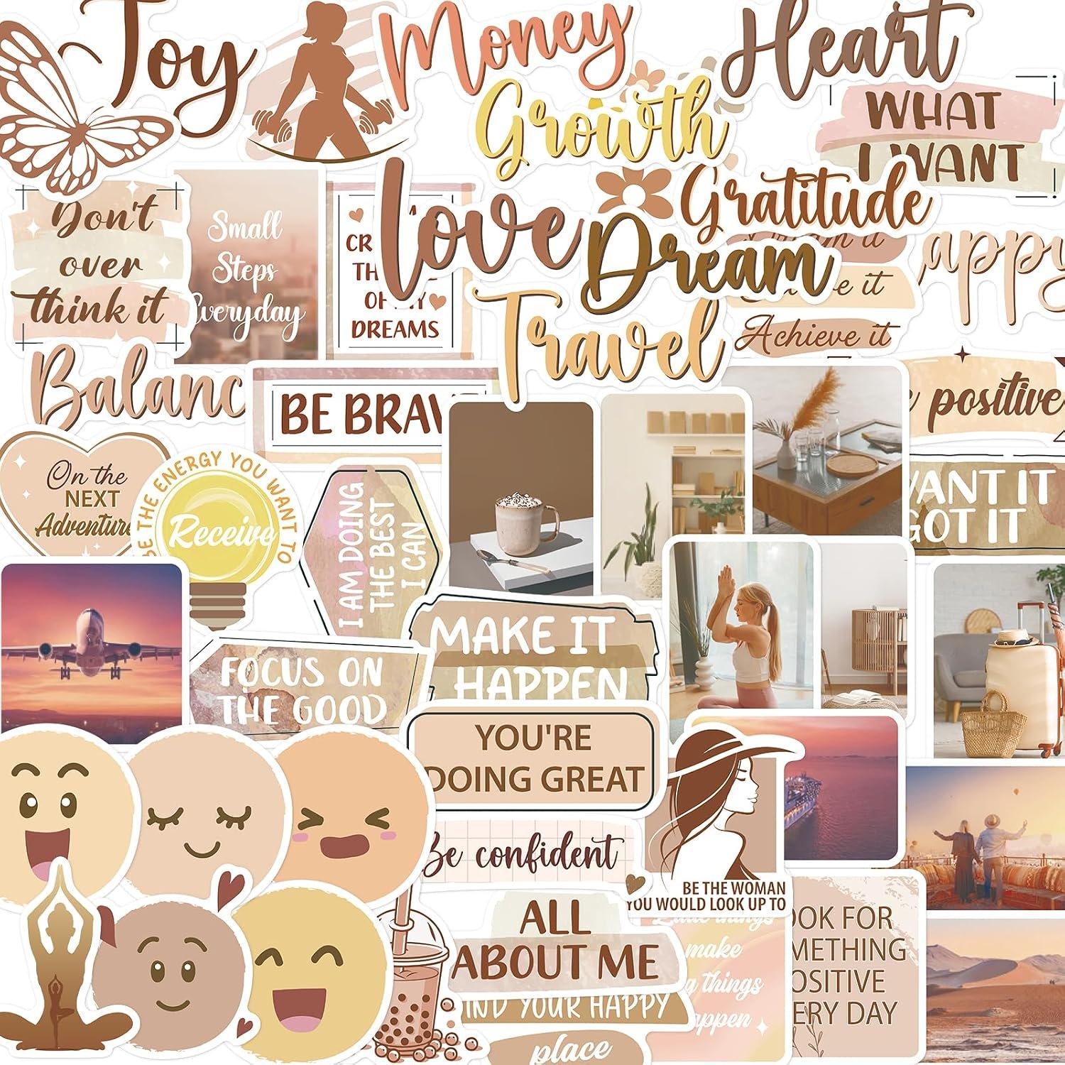 Inspirational Vision Board Stickers – 50Pcs Positive Quote Stickers for Vision Board Supplies Kits, Motivational Planner Jounal Decals for Adults Teens Goal Setting Manifesting Dreams