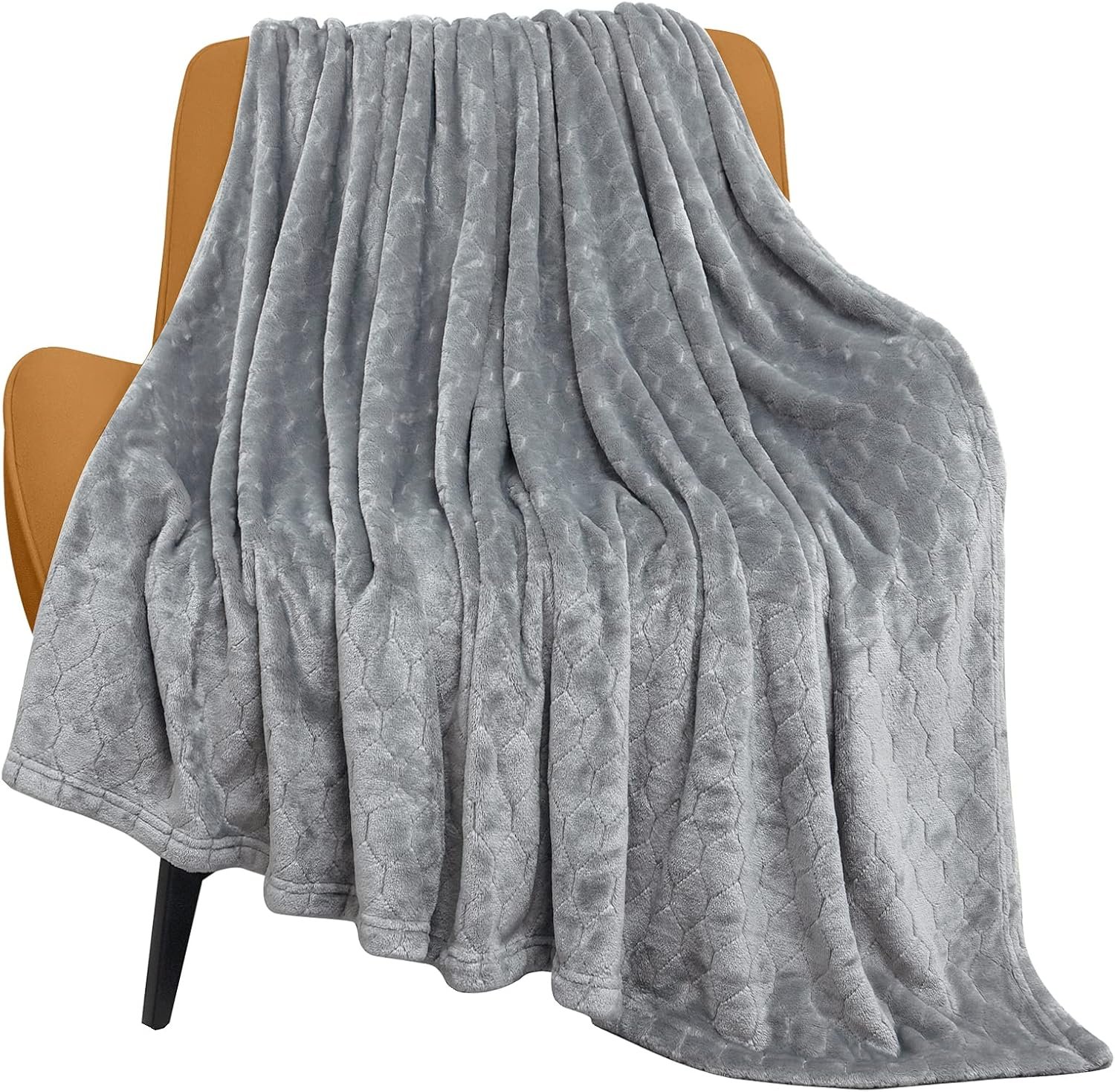 TOONOW Fleece Blanket Super Soft Cozy Throw Blanket 50″ x 60″, Lightweight Fuzzy Comfy Textured Flannel Blanket Warm Plush Throw Blankets for Couch, Sofa, Bed, Light Grey