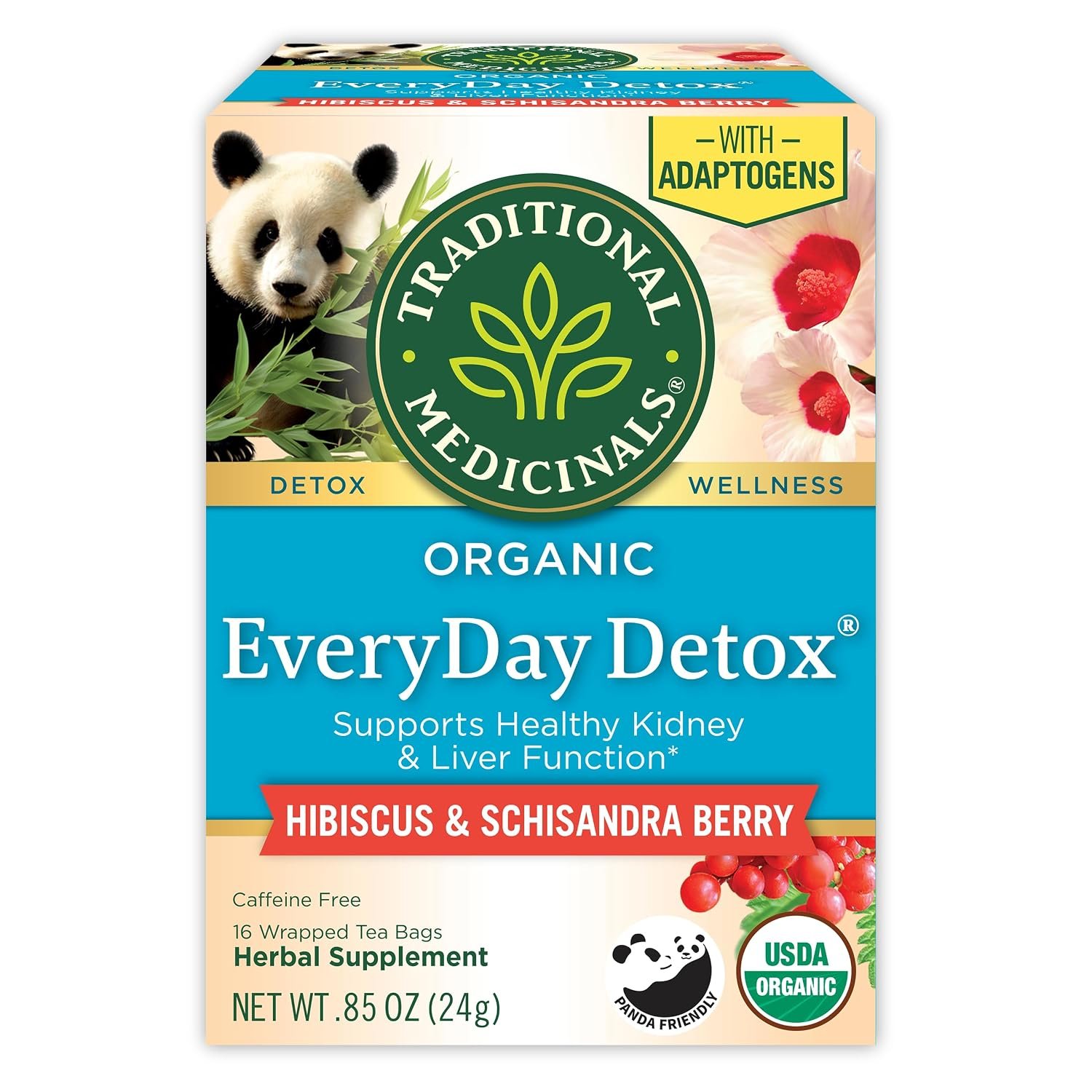 Traditional Medicinals Tea, Organic EveryDay Detox Schisandra Berry, Supports Healthy Liver Function, Detox, 16 Tea Bags