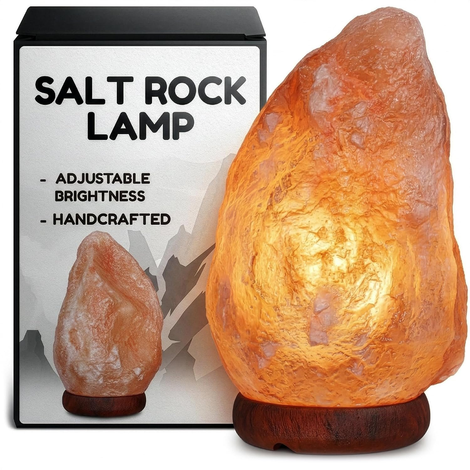 Himalayan Salt Rock Lamp with Dimmer – Hand-Carved Himalayan Salt Lamp Night Light 5.5–7″ with Adjustable Warm Glow for Sleep & Relaxation