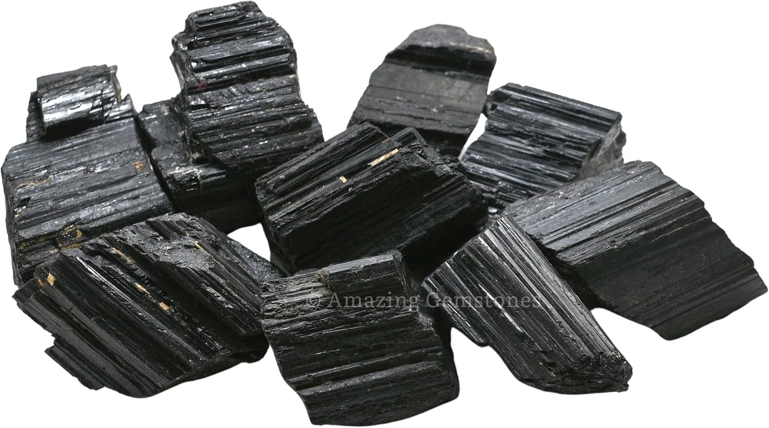 Amazing Gemstone Black Tourmaline Crystals Rough Stone in Bulk, 1/2lb Large Pieces Turmalina Negra Piedra Originales, Large Black Tourmaline Crystal Healing Stones for Protection