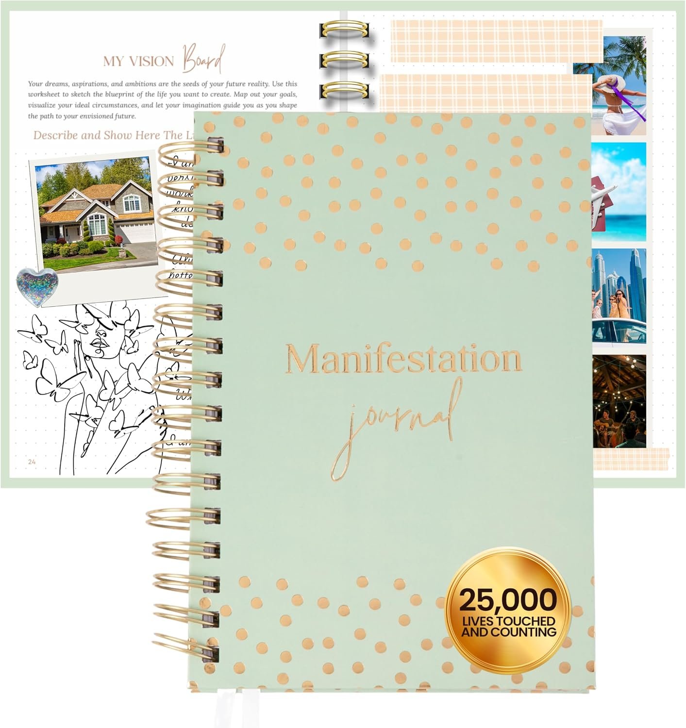 Manifestation Journal for Women | Guided 369 Method & Undated 90-Day Planner for Intentional Goal Setting – Sage Green