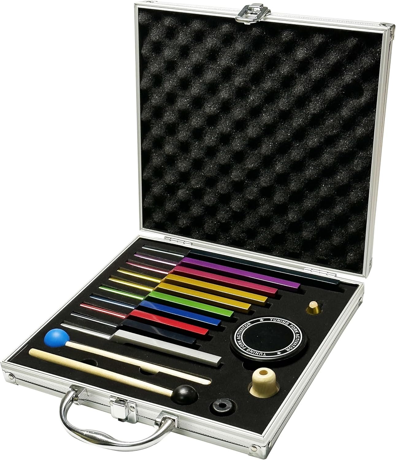Solfeggio Tuning Fork Set – 10 Multicolour Tuning Forks Perfect for DNA Healing with Exquisite Aluminum Gift Box (174 Hz, 285 Hz, 396 Hz, 417 Hz, 432Hz, 528 Hz, 639 Hz, 741 Hz 852 Hz, 963 Hz)