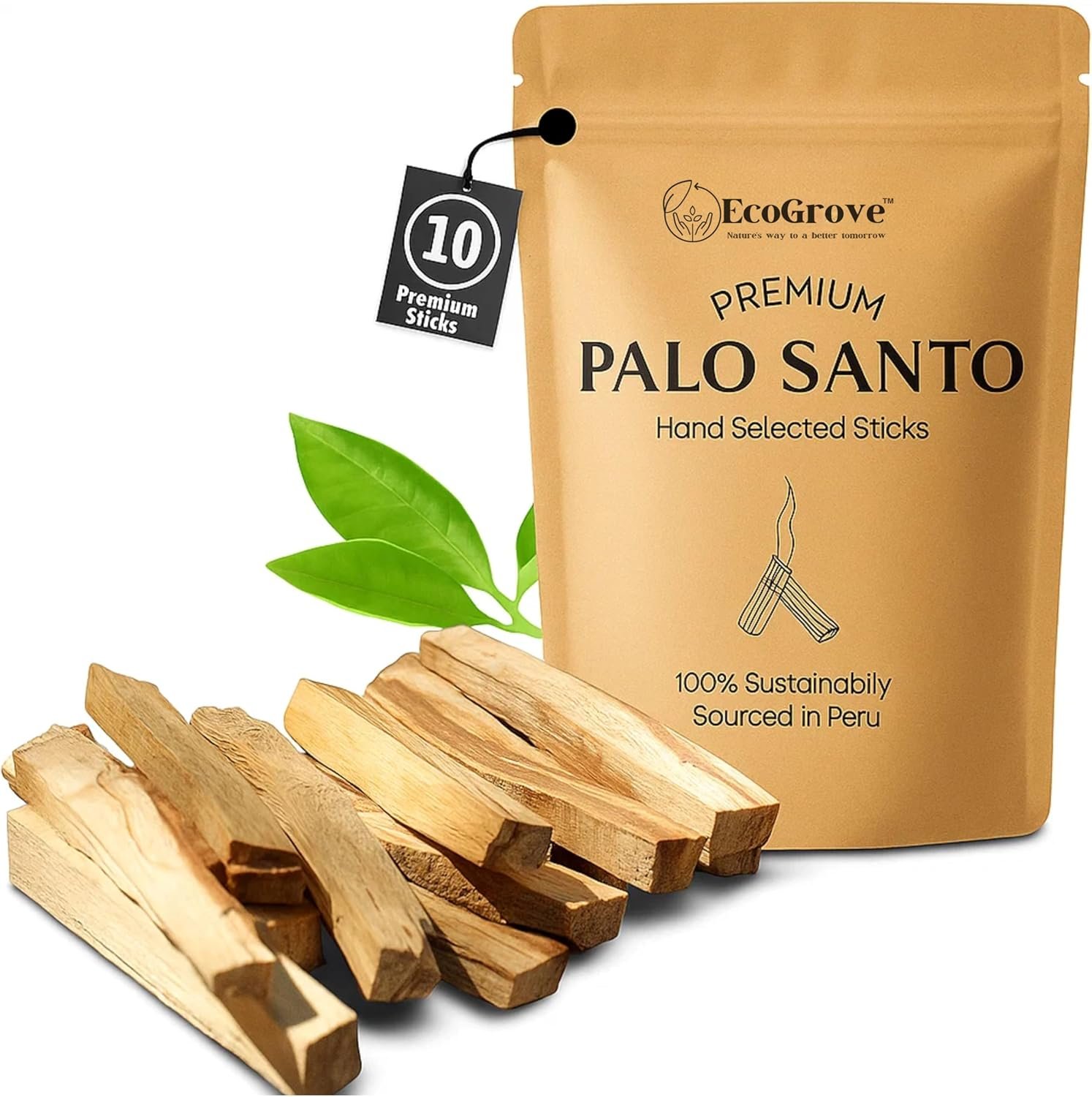 Palo Santo Sticks, Authentic Bursera Graveolens Palo Santo Wood from Peru, Premium Smudging Sticks for Meditation, Yoga, Relaxation & Spiritual Rituals(10 Thin Sticks)