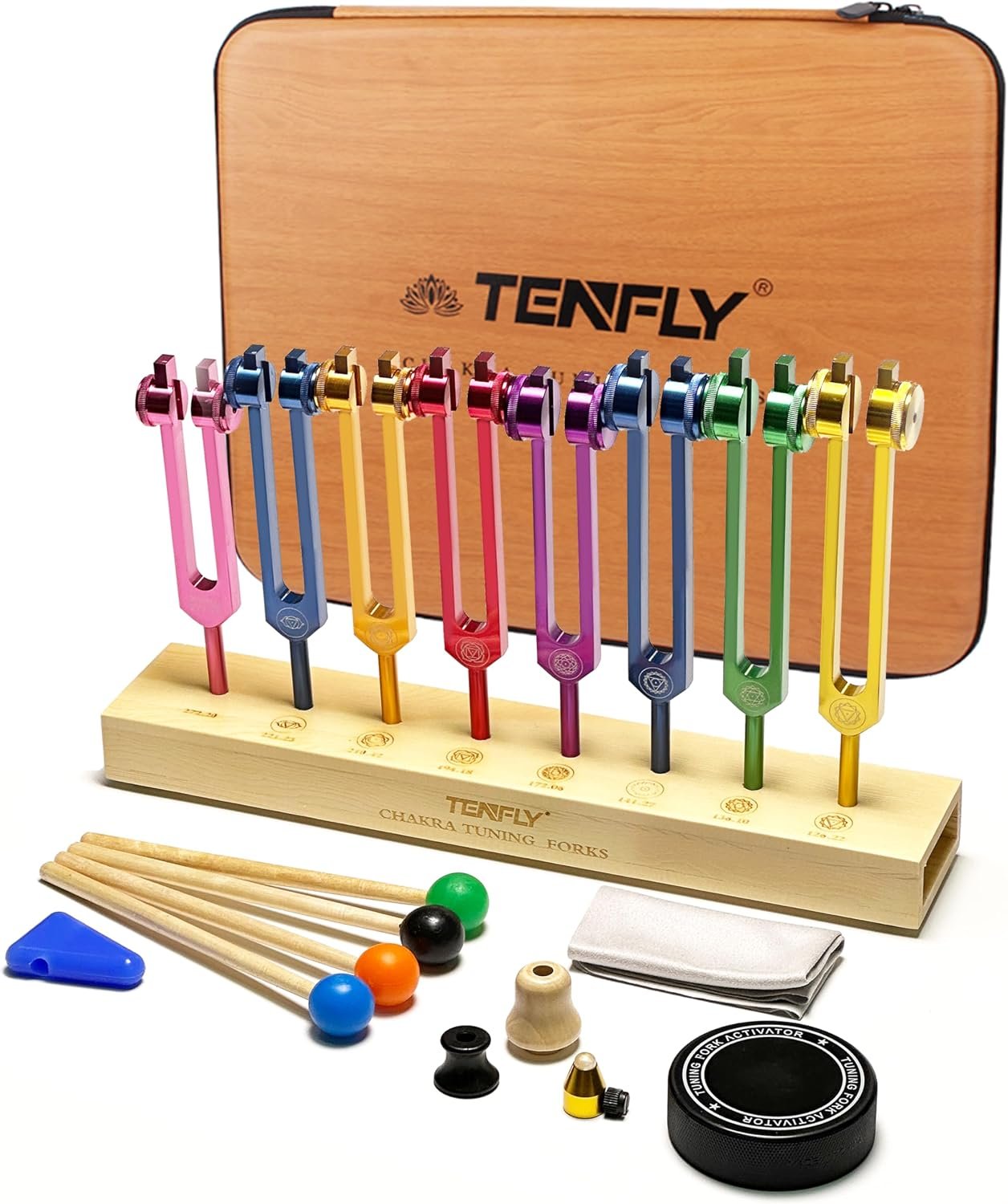 Chakra Tuning Forks Set for Healing, 7 Chakra+1 Soul Purpose Weighted Tuning Forks for DNA Healing, Chakra, Sound Therapy etc, Multicolour(126.22 Hz, 136.1 Hz, 141.27 Hz, 172.06 Hz etc)