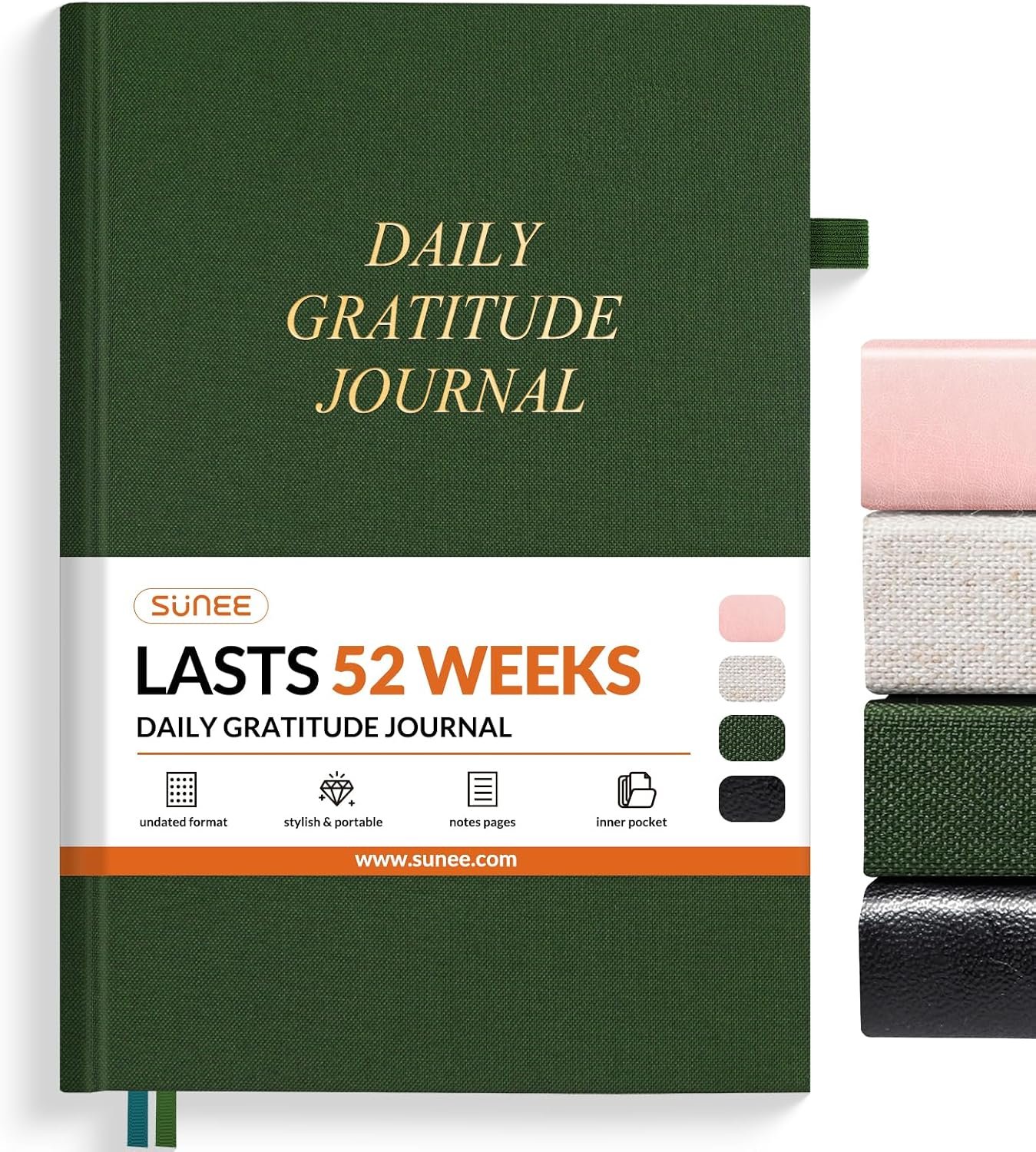 SUNEE Daily Gratitude Journal – Your 5-Minute Daily Ritual for Reflection, Build Positivity and Mindfulness, Undated Minimalist Planner for Women & Men