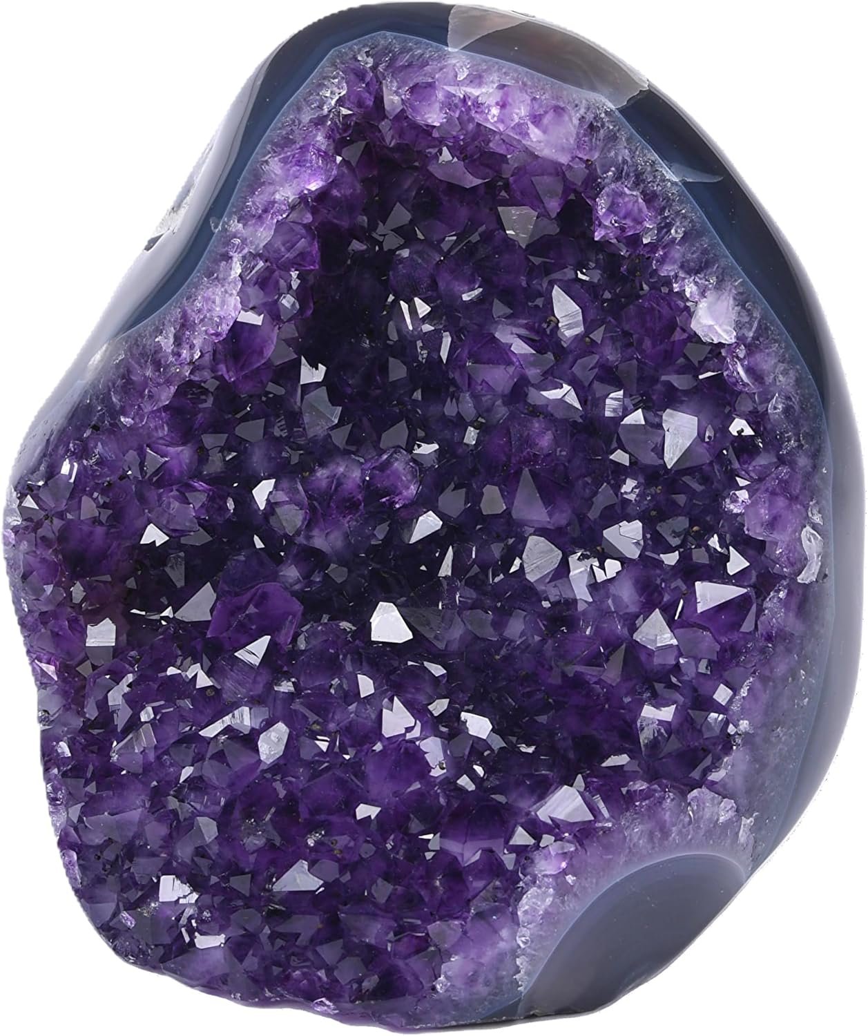 Premium Amethyst Geode Stone Cluster [3 to 3.5 lb.] – Each Piece is Unique & Natural – Real Raw Healing Crystal Rock from Uruguay – Deep Purple Decoration – FREE Selenite Wand
