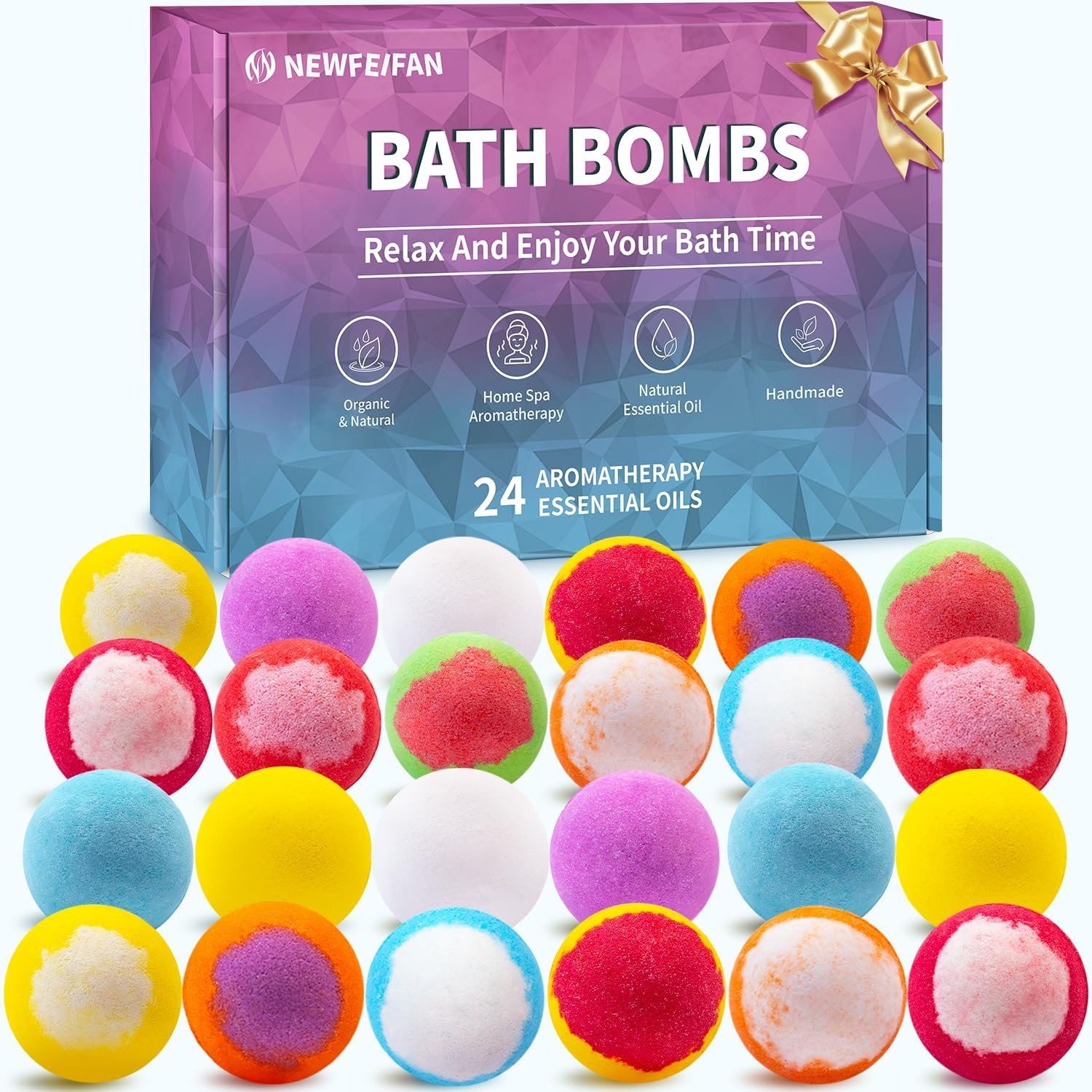 Bath Bombs Birthday Gifts for Women & Men Set – 24 Pack Self Care | Handmade Natural Organic Bath Bomb with Shea Butter, Halloween Boo Basket Stuffers, Christmas Stocking Stuffers, Spa Relaxing