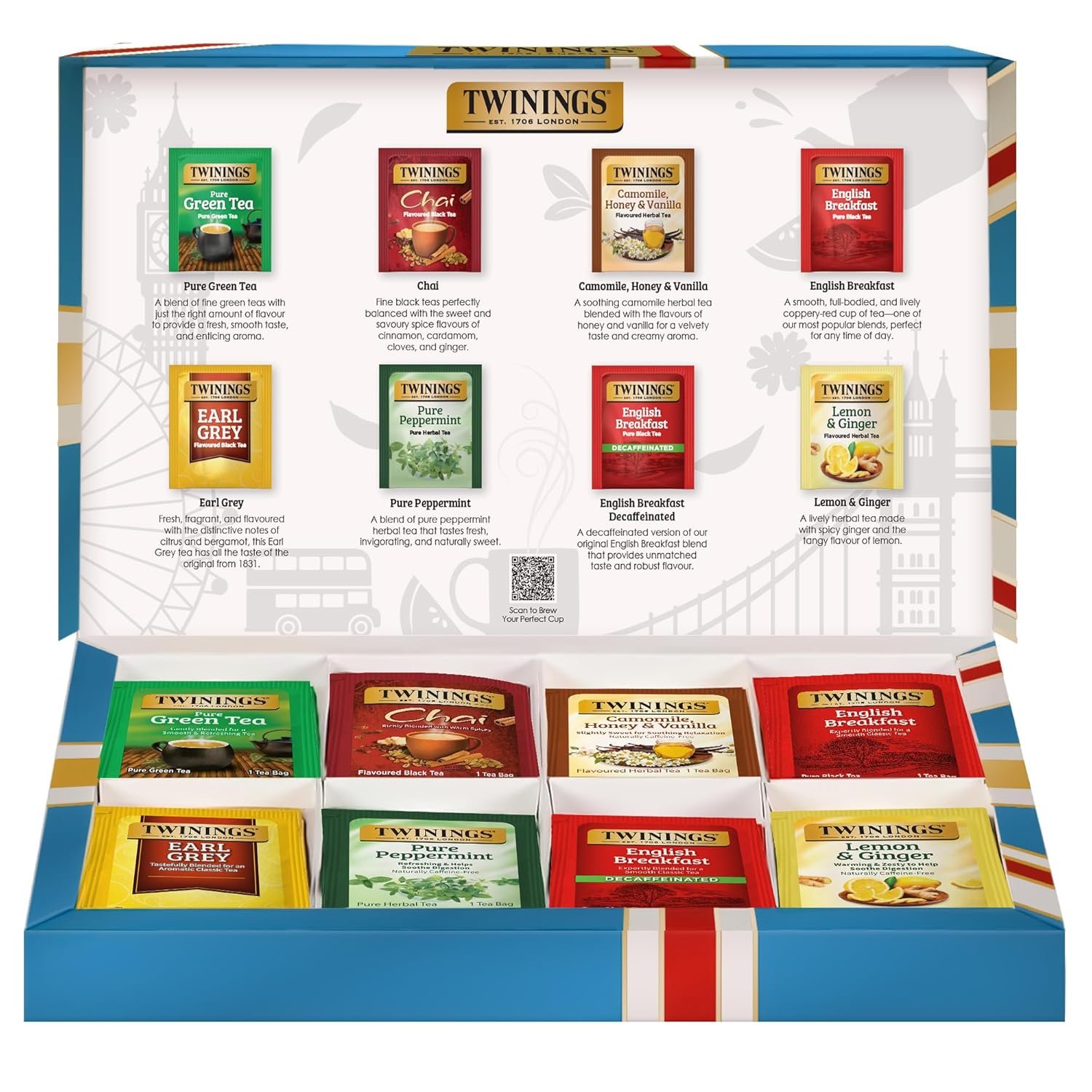 Twinings Tea Classics Collection Gift Box Variety Sampler, 48 Tea Bags (Pack of 1), Enjoy Hot or Iced, Includes Black, Herbal, Green, & Chai Teas
