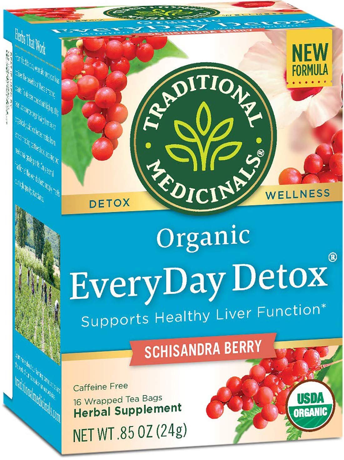 Traditional Medicinals Organic EveryDay Detox Schisandra Berry Herbal Tea, Supports Healthy Liver Function, (Pack of 1) – 16 Tea Bags