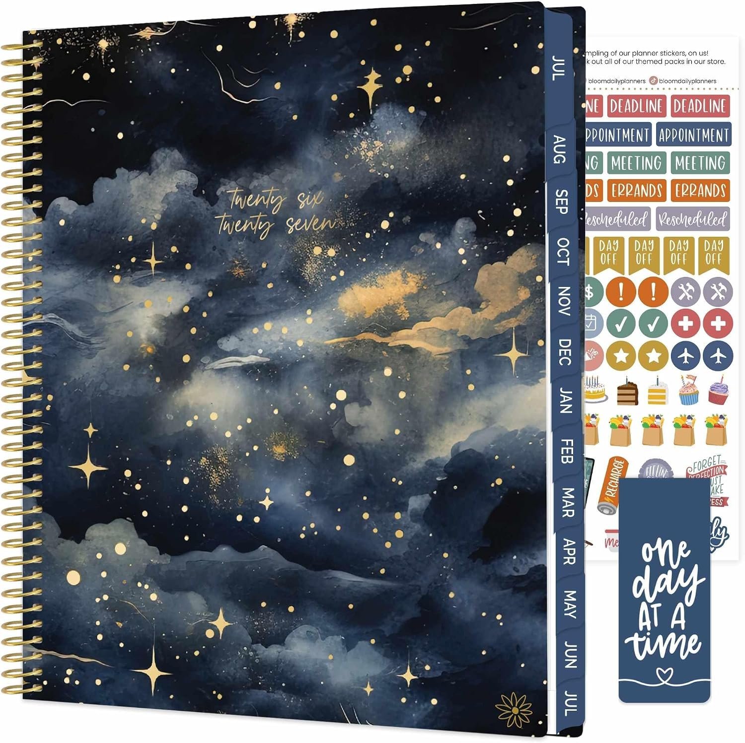 bloom daily planners 2026-2027 (8.5″ x 11″) Academic Year Day Planner (July 2026 – July 2027) – 13 Months Weekly & Monthly Dated Agenda Organizer with Stickers & Tabs – Midnight Sky