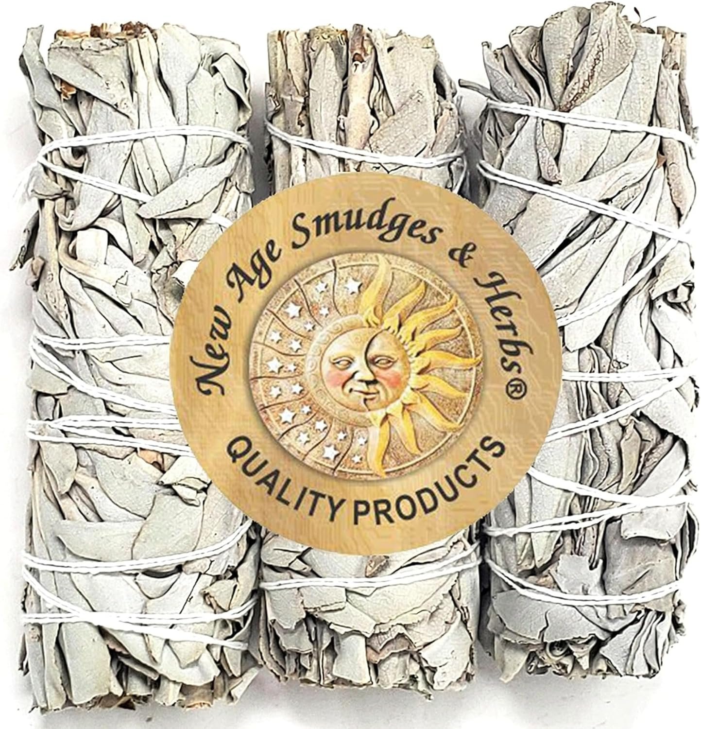 (Pack of 3)-New Age Smudges & Herbs -Premium California White Sage Incense 4 Inches Long. Home Cleansing Incense,Fragrance,Meditation,Smudging Rituals.California Smudge Sticks Rituals -4 Inch