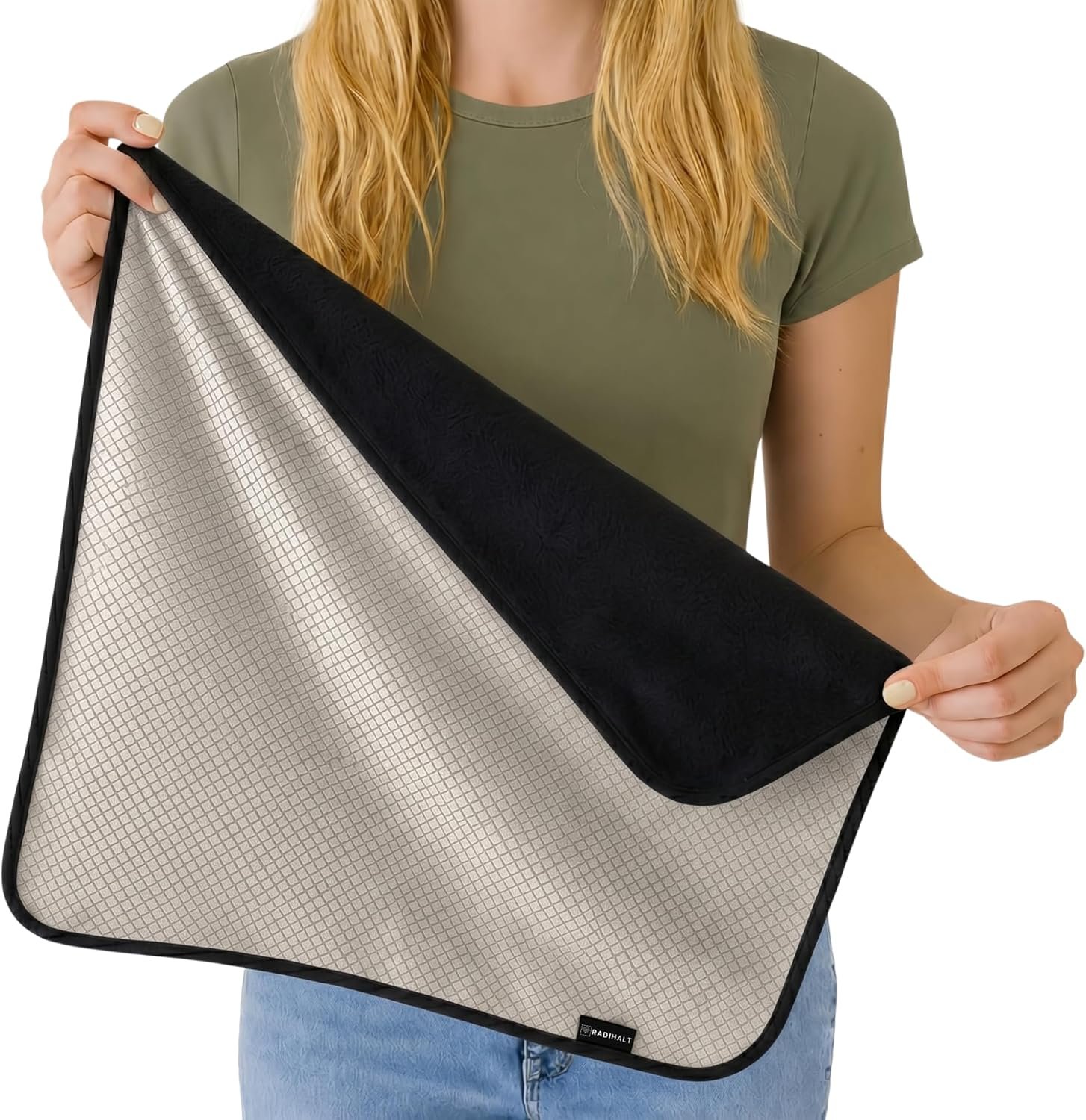 EMF Protection for Cell Phone – EMF Blanket Blocker with Faraday Fabric for Radiation Protection While Using Your Laptop and Phone (18×18 Black)