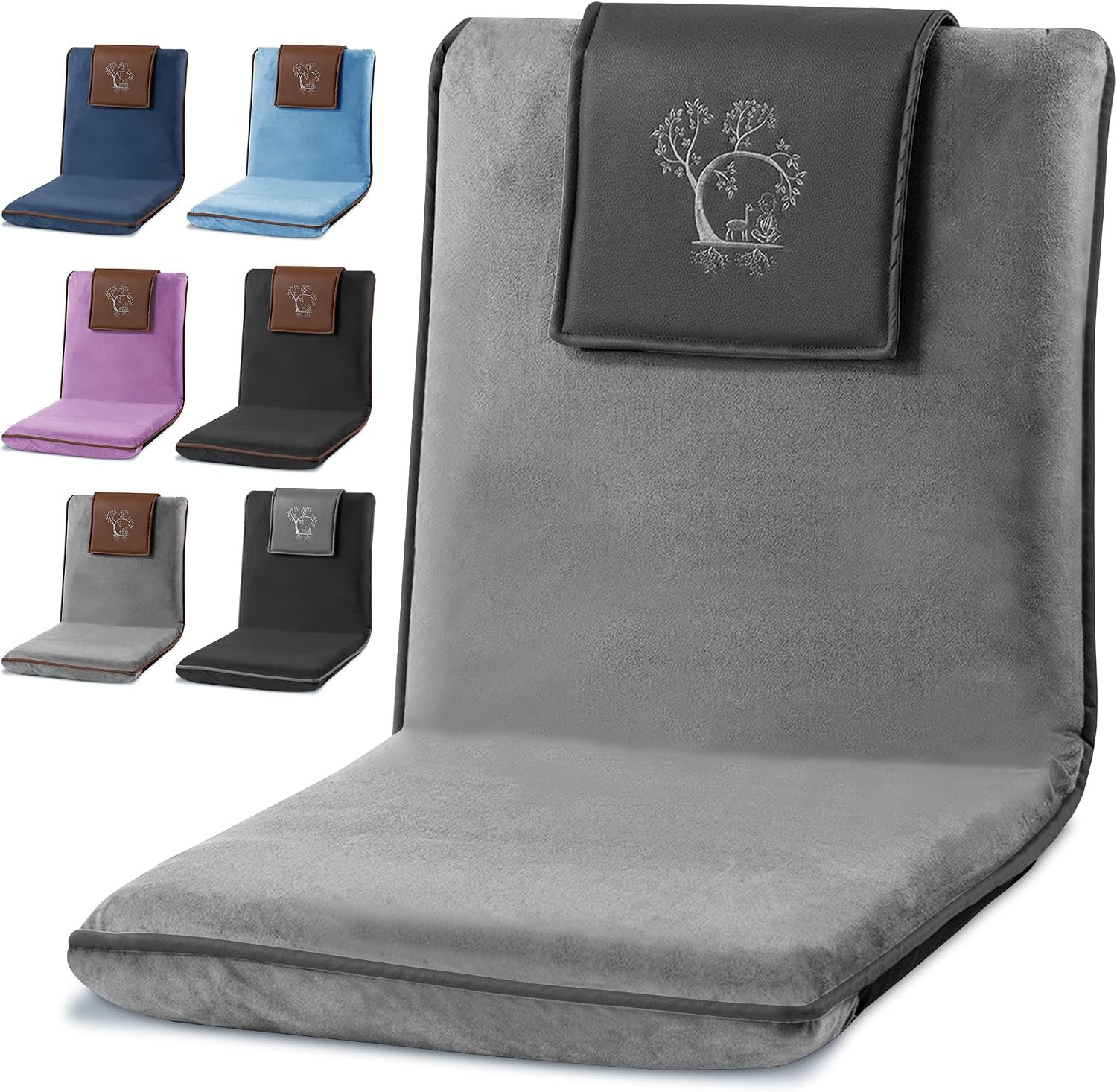 Adjustable Japanese Floor Chair for Adults – Meditation Chair with Back Support for Seating, Yoga & Gaming | Foldable Backjack Floor Chair with 6 Recline Positions, Thick Padding & Vegan