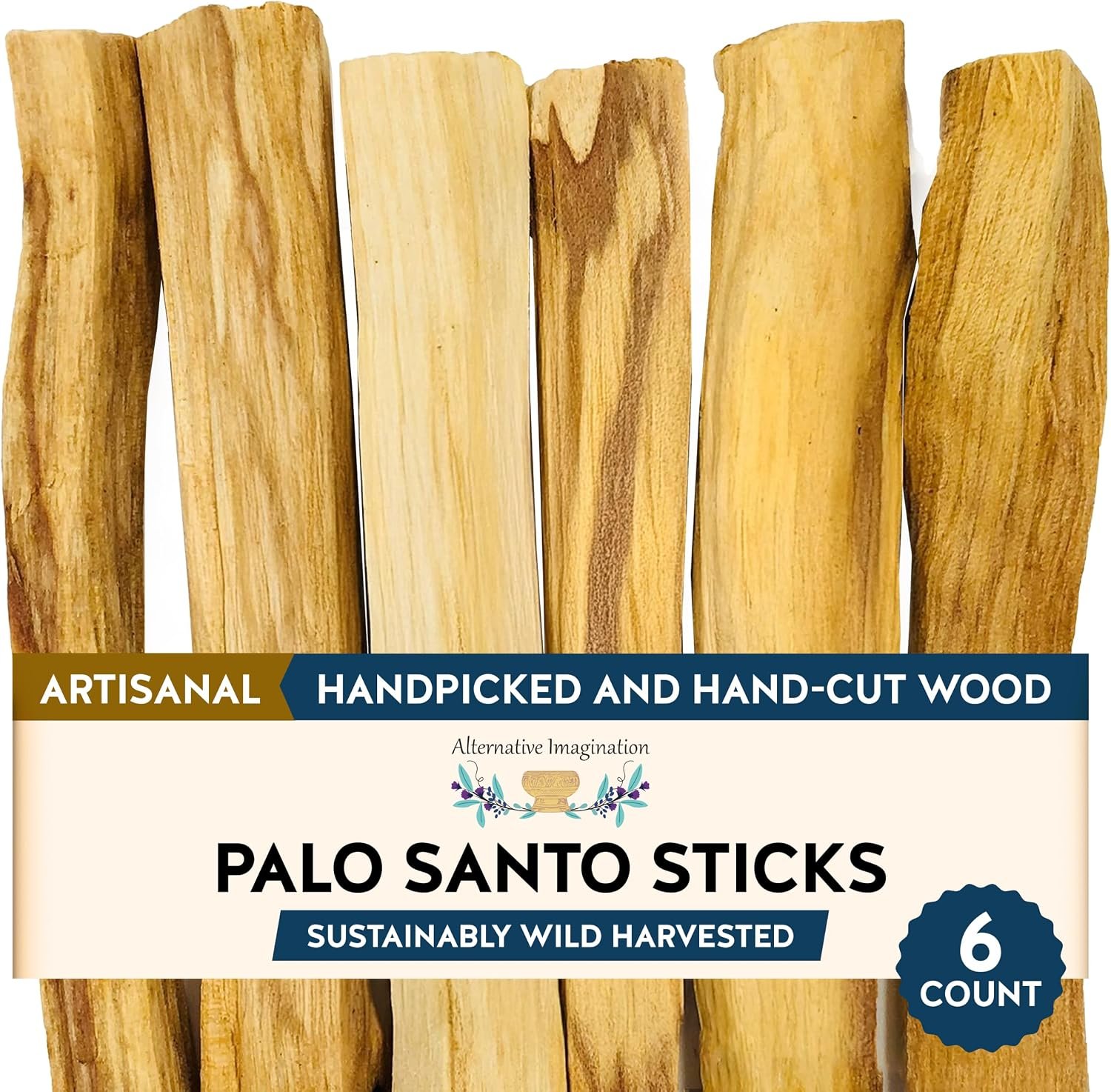 Palo Santo Sticks – Incense Sticks for Spiritual Cleansing, Stress Relief, Meditation Accessories, Home Fragrance – Sustainably Wild Harvested – Pack of 6 – Alternative Imagination