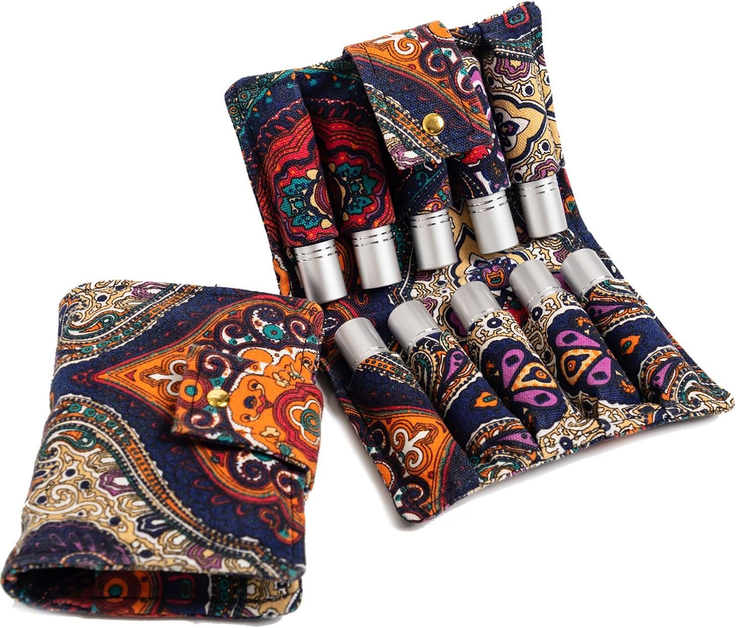 Essential Oil Purse Canvas Oil Pouch Storage Bag 10-bottle 5ml-10ml Perfume Bottle Oil Travel Bag Nail Polish Bag
