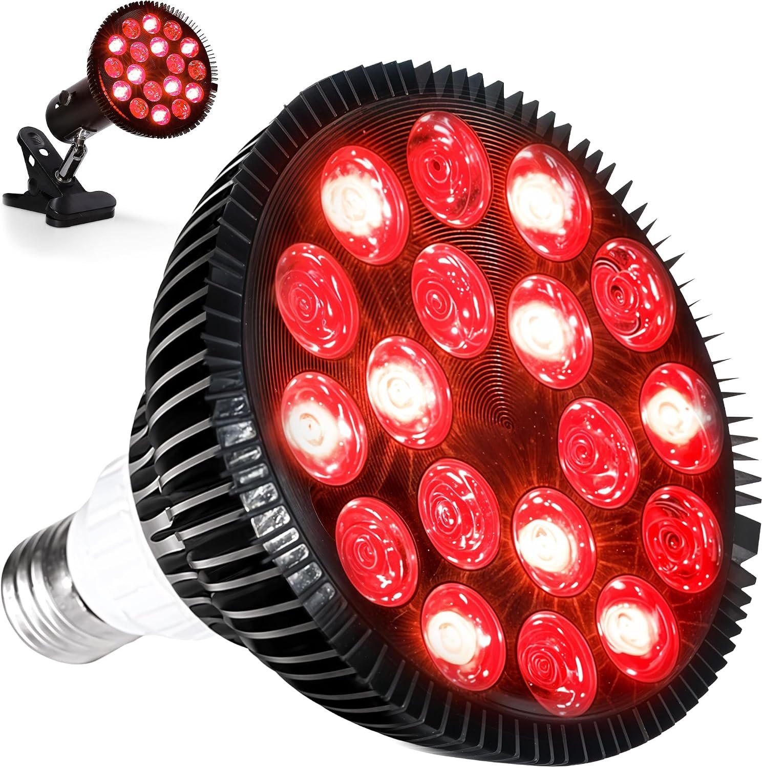 LifePro Red Light Therapy Lamp – Infraglow Infrared Red Light Therapy Bulb with 660nm and 850 nm Wavelength -18 LEDs & Clip-On Lamp – at Home Infrared Bulb for Daily Wellness and Relaxation
