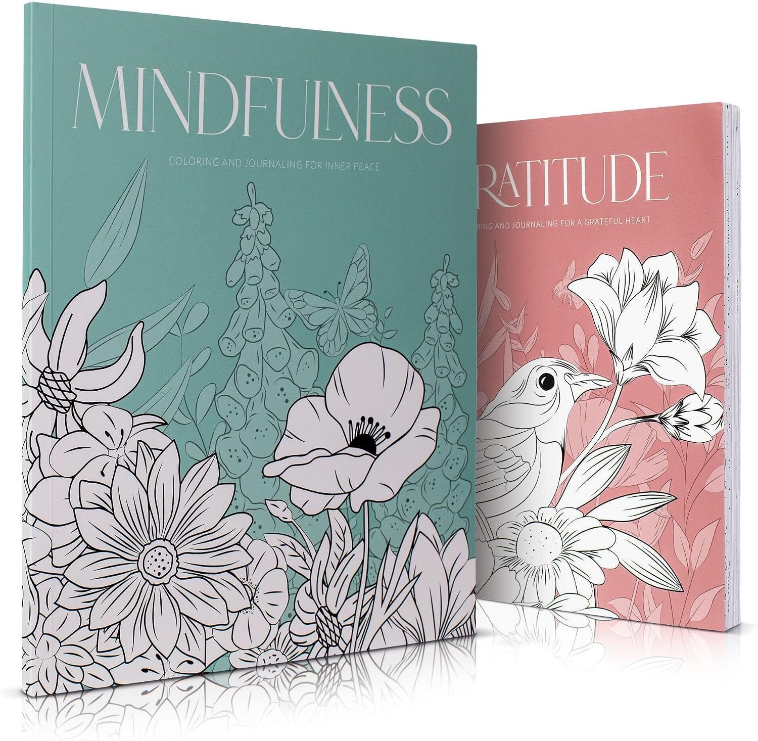 Beautiful Adult Coloring Book Set of 2 for Relaxation – Gratitude and Mindfulness Books with Inspirational Quotes Making it a Great Gift – Perfect Stress-Relieving Books Fun to Color for Women