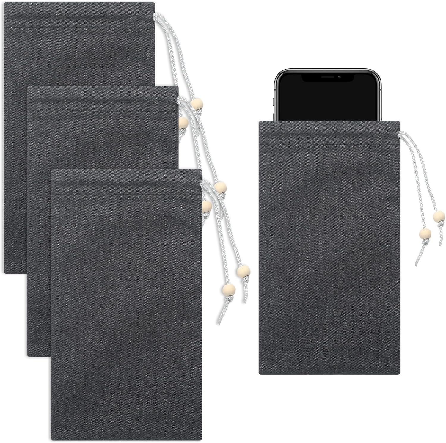 3 Pcs Emf Blocking Phone Case Emf Shield Sleeve Protection Cell Phone Pouch Fits in Pocket Smartphone Case Shield Bag Defense Against Signal Intrusion GPS and Signal, 7.5″ x 4″(Black)