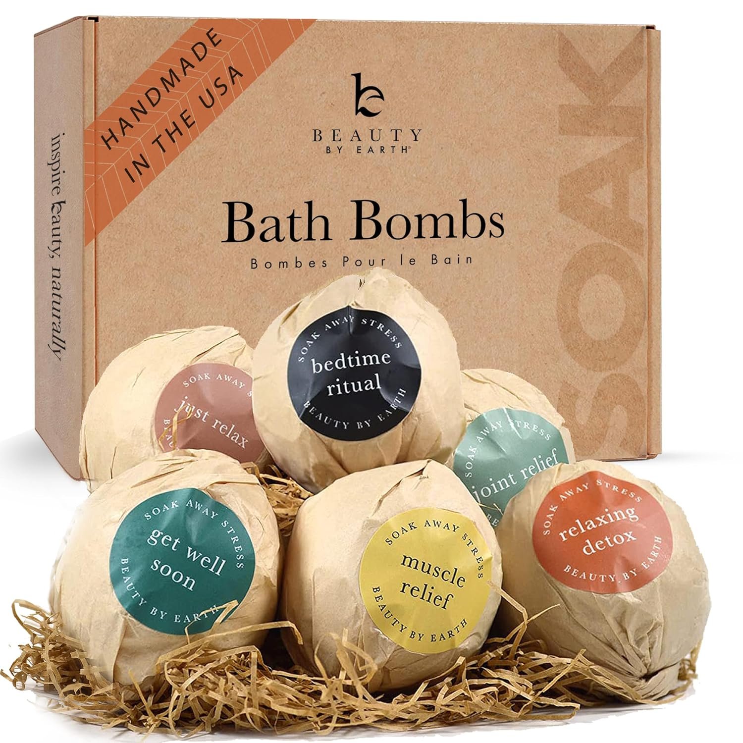 Bath Bombs Gift Set – USA Made with Organic & Natural Ingredients | Relaxing Spa Gifts for Women & Men