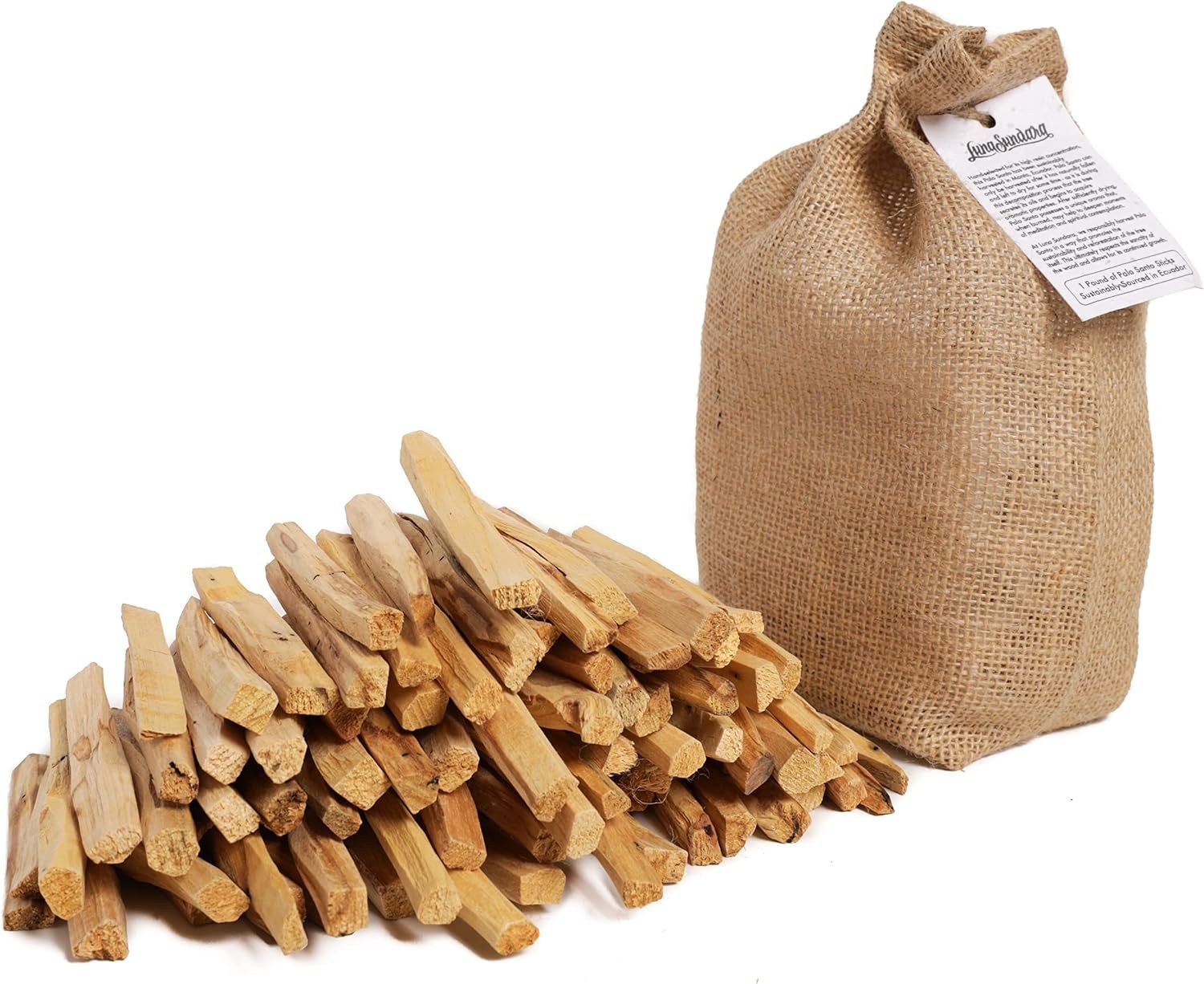 Luna Sundara Palo Santo Sticks, 1 lb Bulk, High Resin Smudging Wood | High Resin Palo Santo