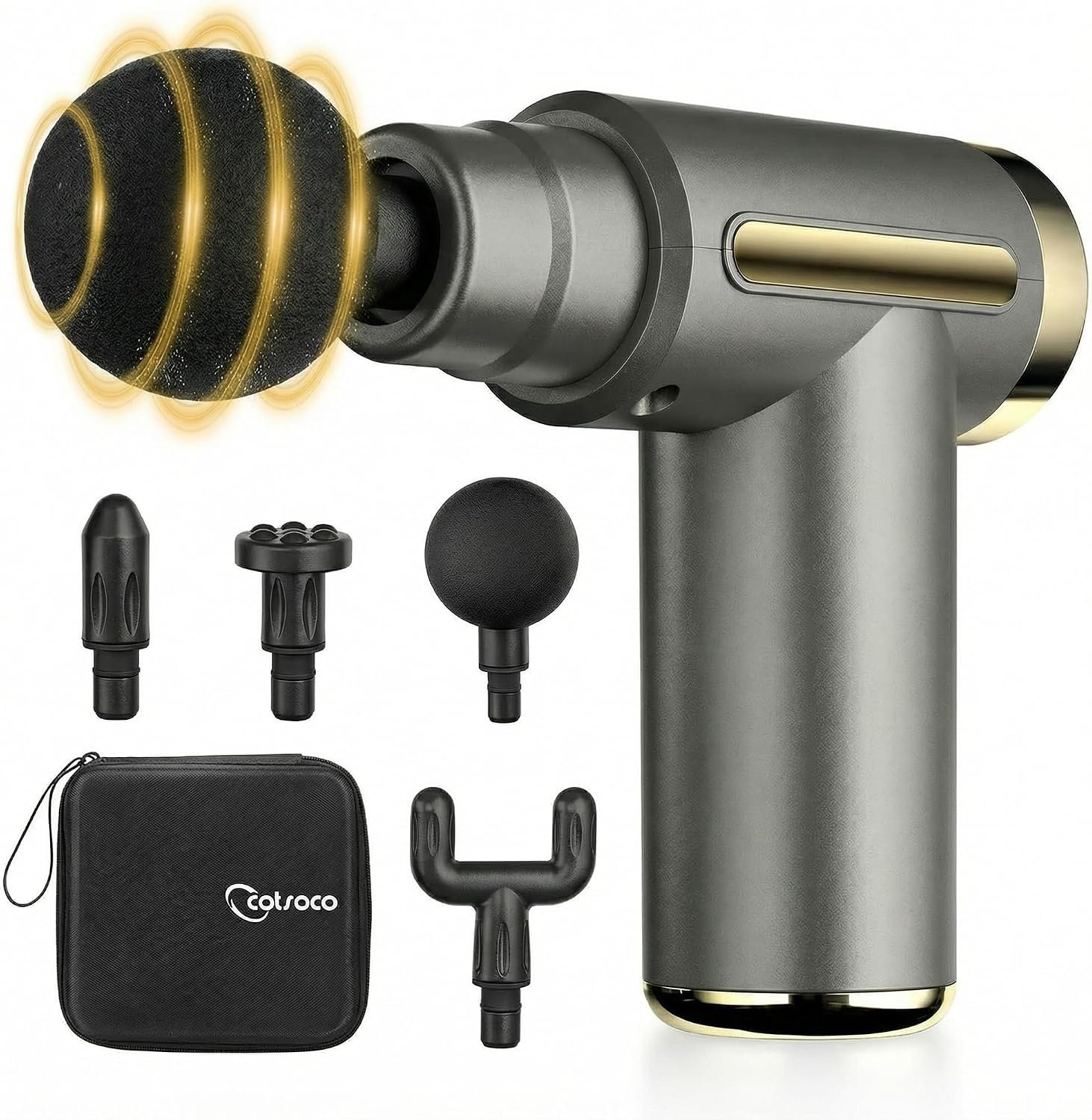 Jancane Mini Massage Gun, Deep Tissue Muscle Massager with 6 Speeds & 4 Heads, Super Quiet Handheld Percussion Massager for Pain Relief, Athletes, Office Workers & Parents, Portable Gift