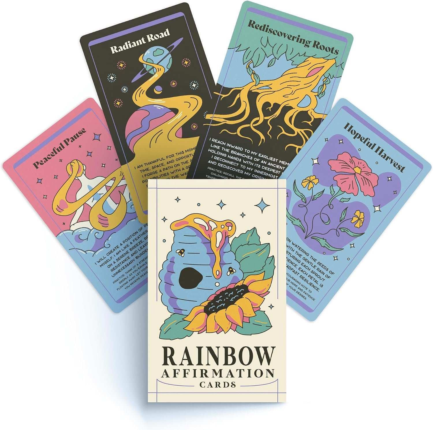 PURPLE CANYON 52-Card Rainbow Intention Affirmation Deck – Mindfulness, Manifestation & Self-Care Cards for Daily Inspiration and Weekly Reflection