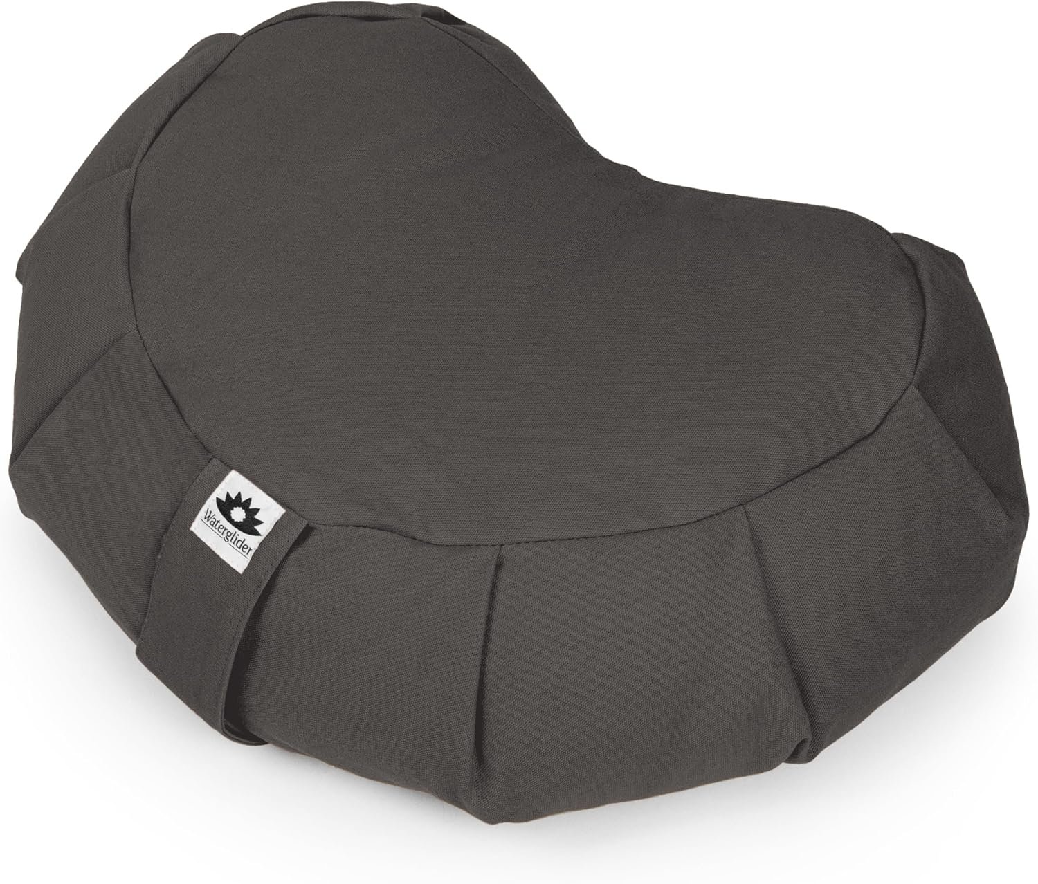 Meditation Cushion (Anthracite) Crescent, Buckwheat Husk Filled, Floor Pillow or Cushions, Yoga Seat, Zafu, Made in The USA
